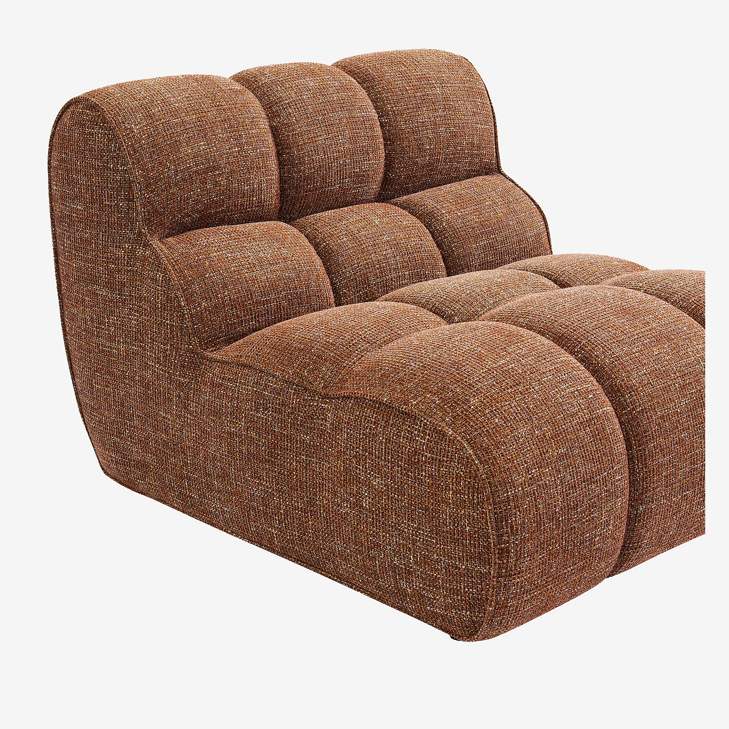 Chauffeuse capitonnée en tissu texturé - Terracotta - 4