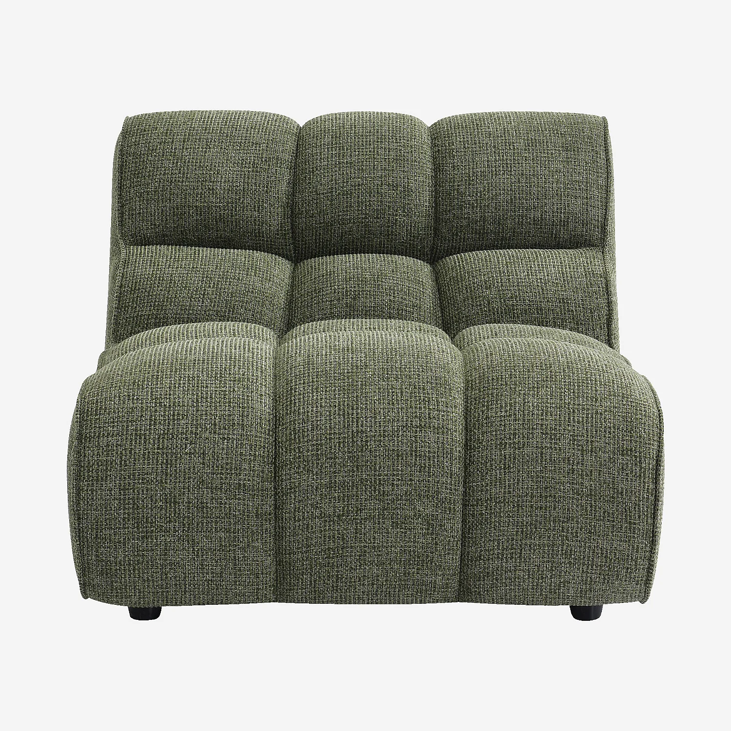 Chauffeuse capitonnée en tissu texturé - Vert mousse - 3