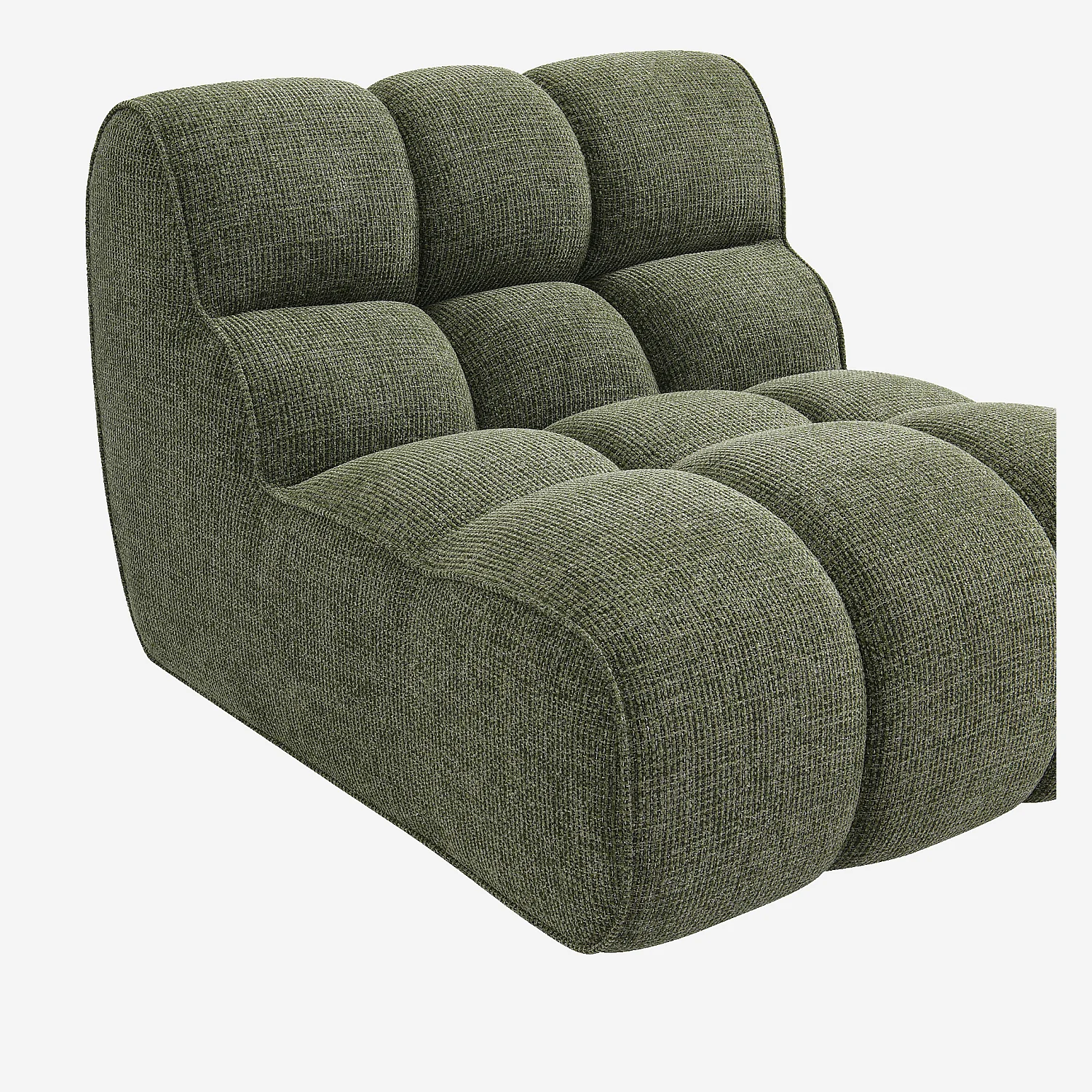 Chauffeuse capitonnée en tissu texturé - Vert mousse - 4