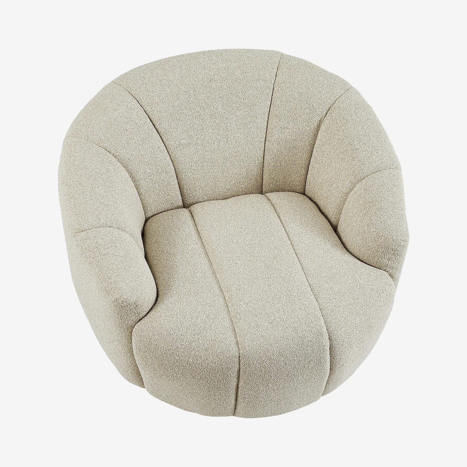 Fauteuil loveuse pivotant en tissu texturé - Crème - 7