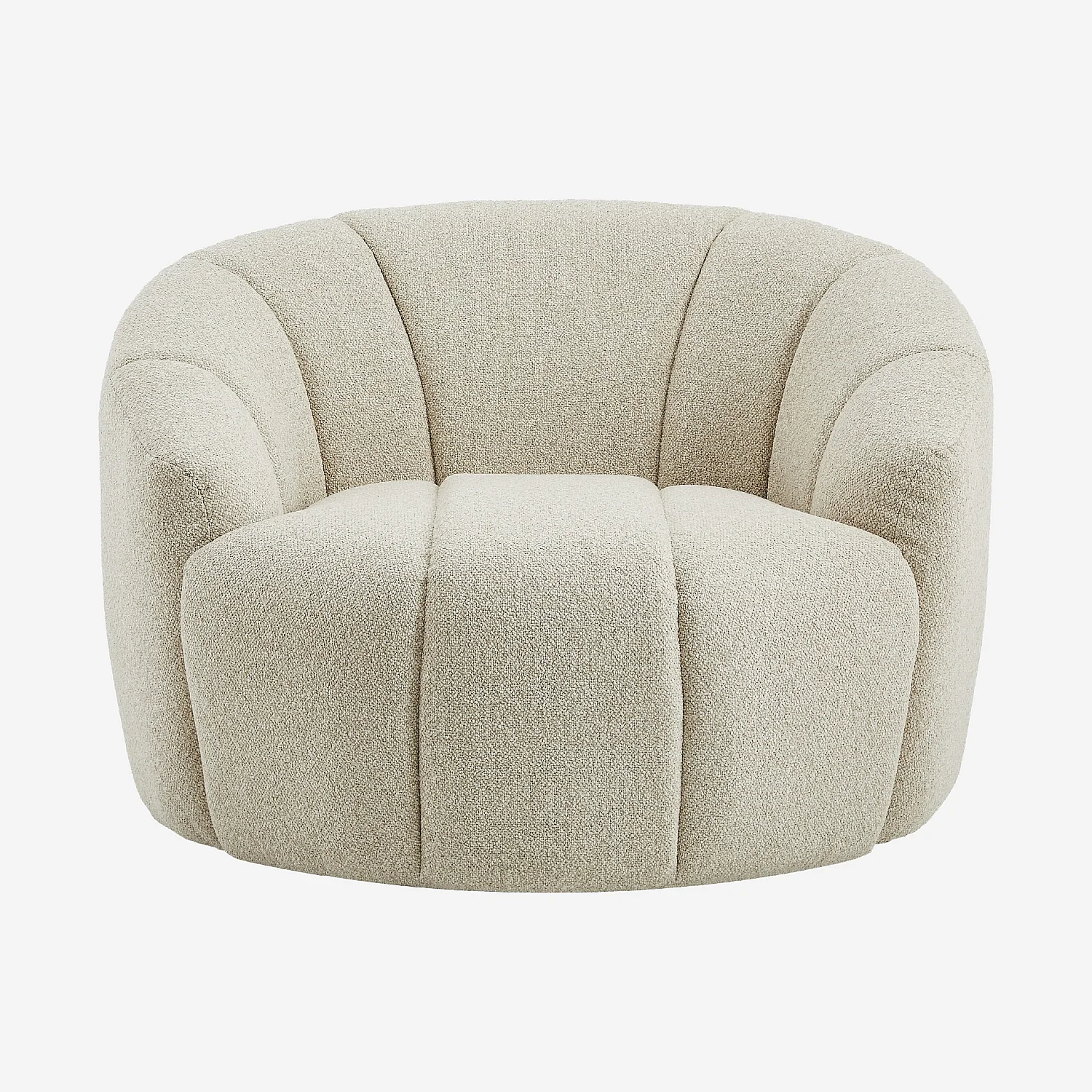Fauteuil loveuse pivotant en tissu texturé - Crème - 3