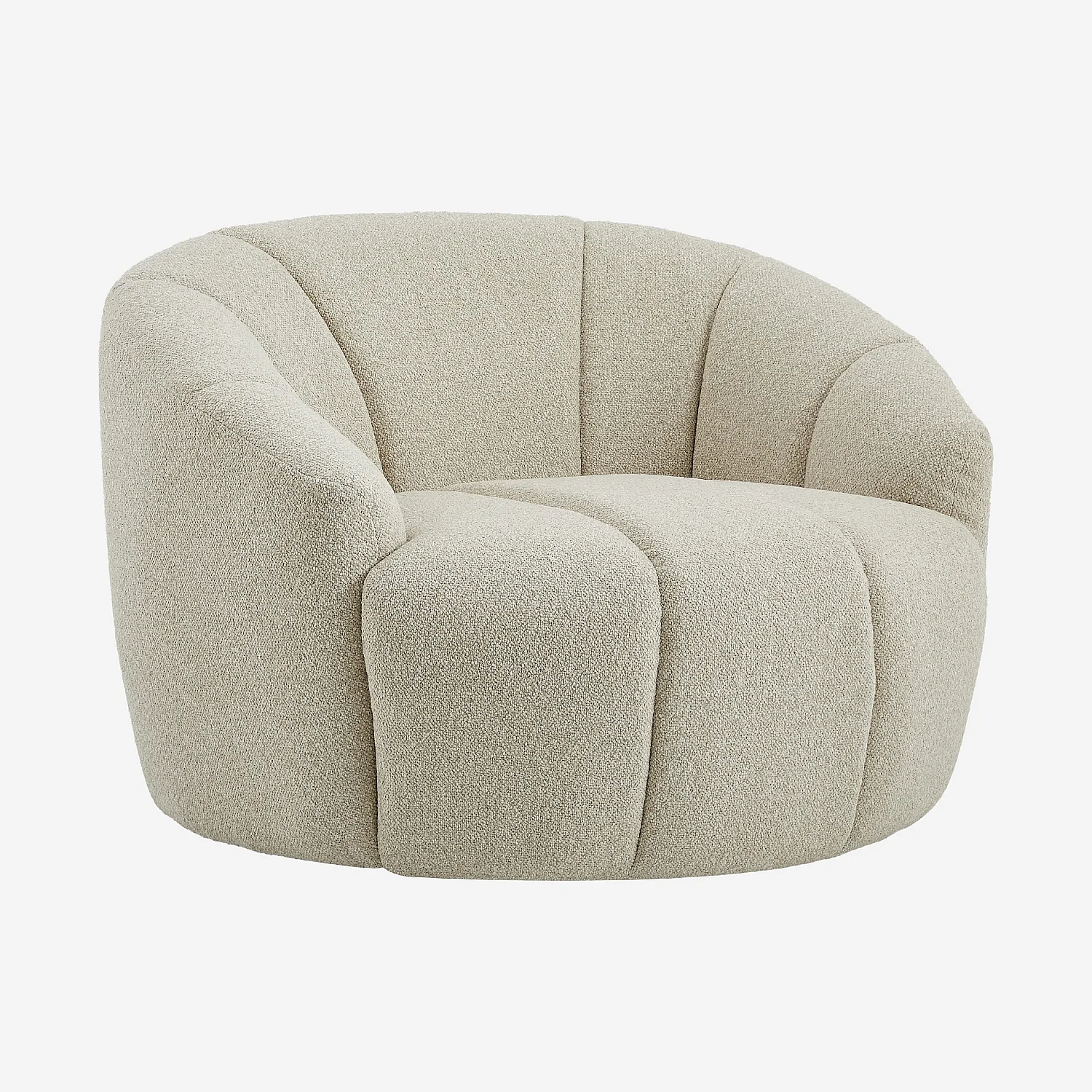 Fauteuil loveuse pivotant en tissu texturé - Crème - 4