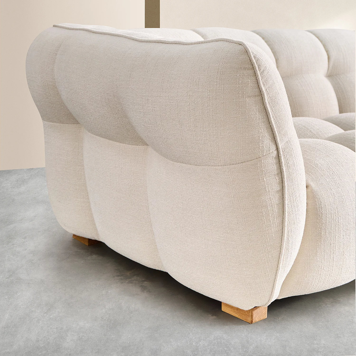 Couchgarnitur 3-Sitzer und 4-Sitzer aus kurzem Bouclé-Stoff Mira - Elfenbein - 4