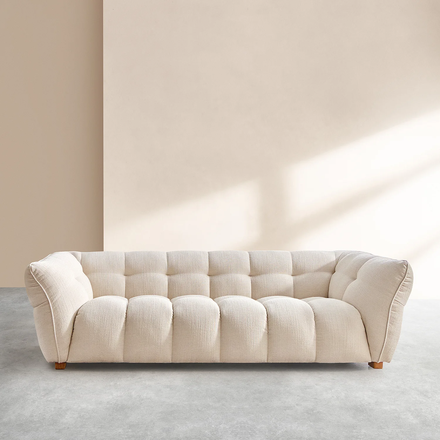 Couchgarnitur 3-Sitzer und 4-Sitzer aus kurzem Bouclé-Stoff Mira - Elfenbein - 7