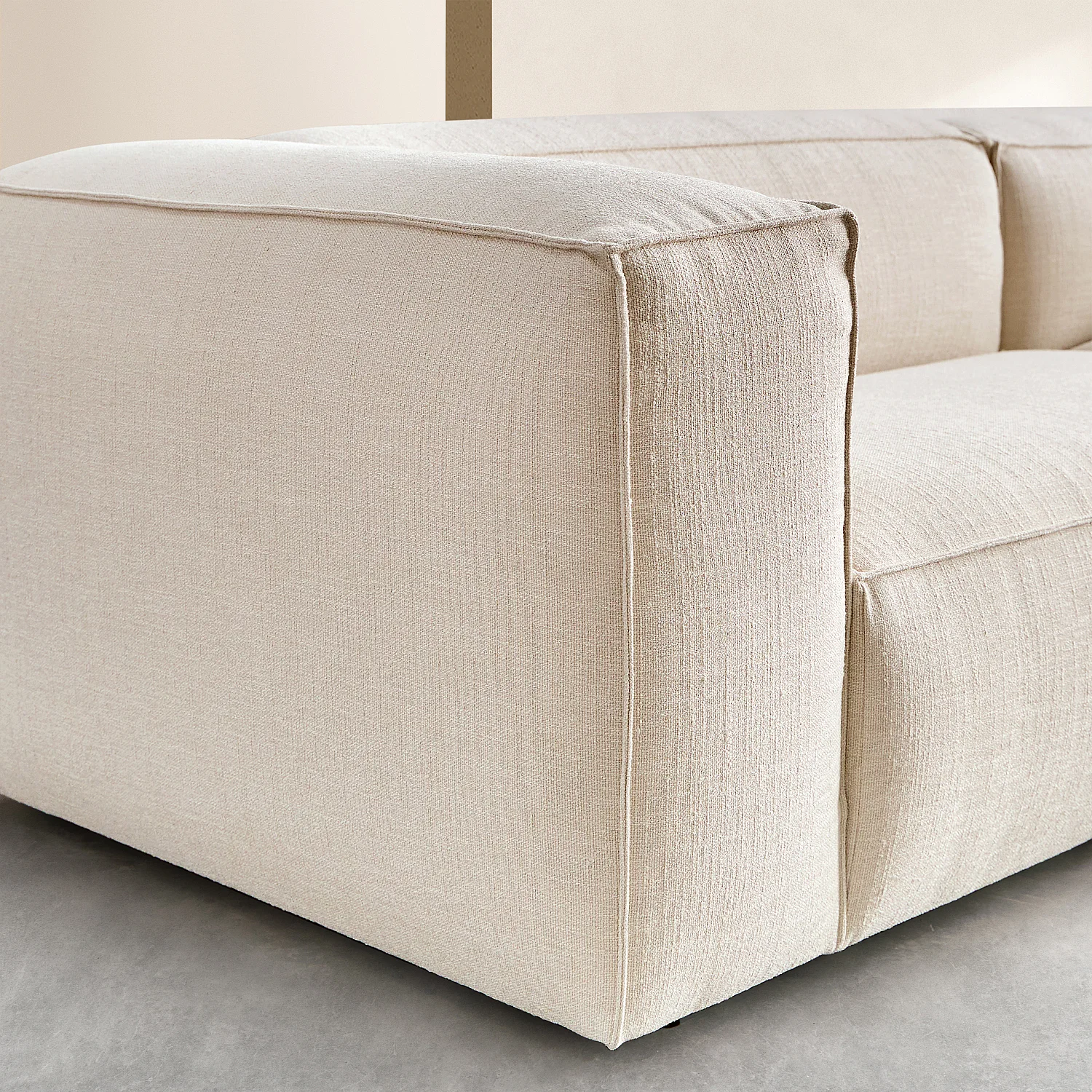 Couchgarnitur 3-Sitzer und 4-Sitzer aus kurzem Bouclé-Stoff Mira - Elfenbein - 4