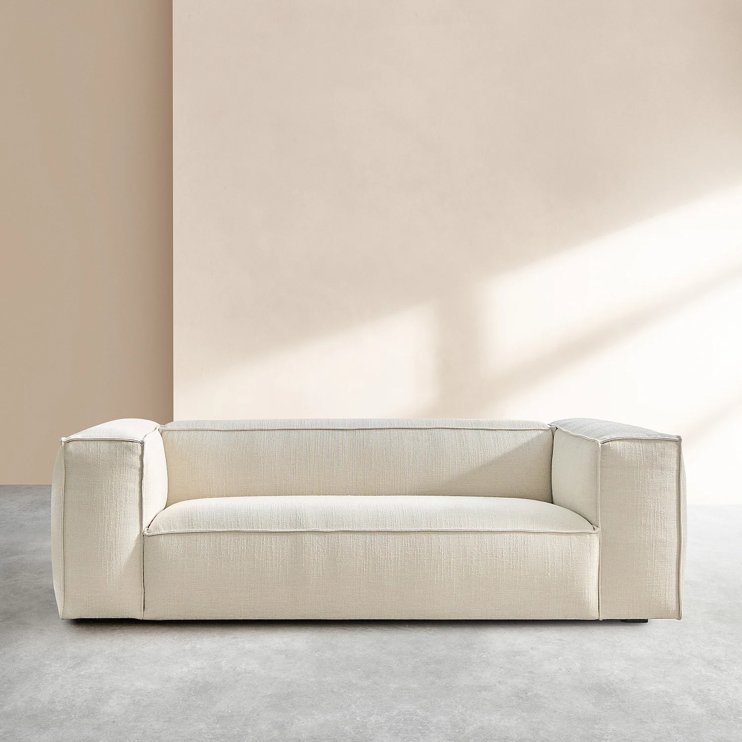 Couchgarnitur 3-Sitzer und 4-Sitzer aus kurzem Bouclé-Stoff Mira - Elfenbein - 6