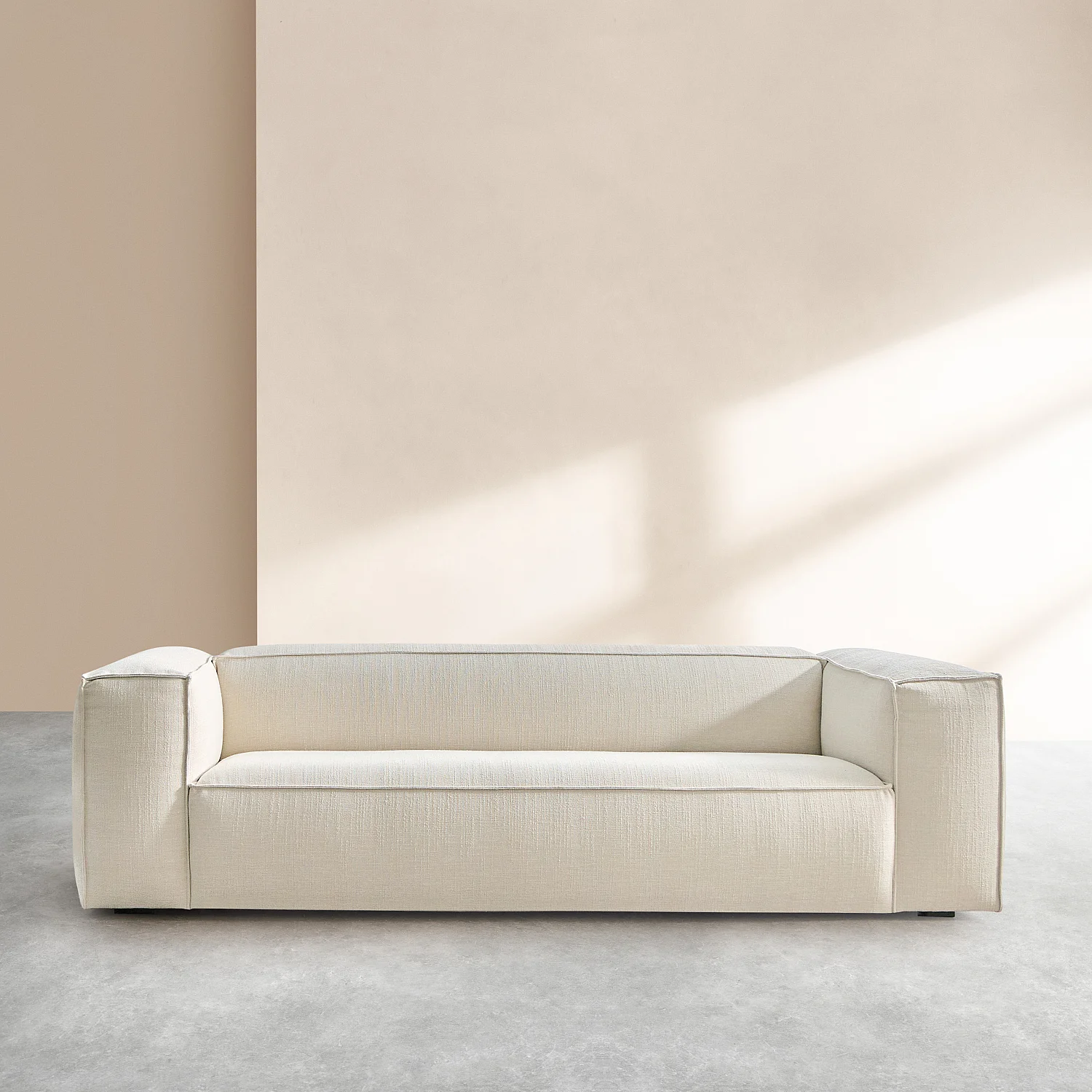 Couchgarnitur 3-Sitzer und 4-Sitzer aus kurzem Bouclé-Stoff Mira - Elfenbein - 7