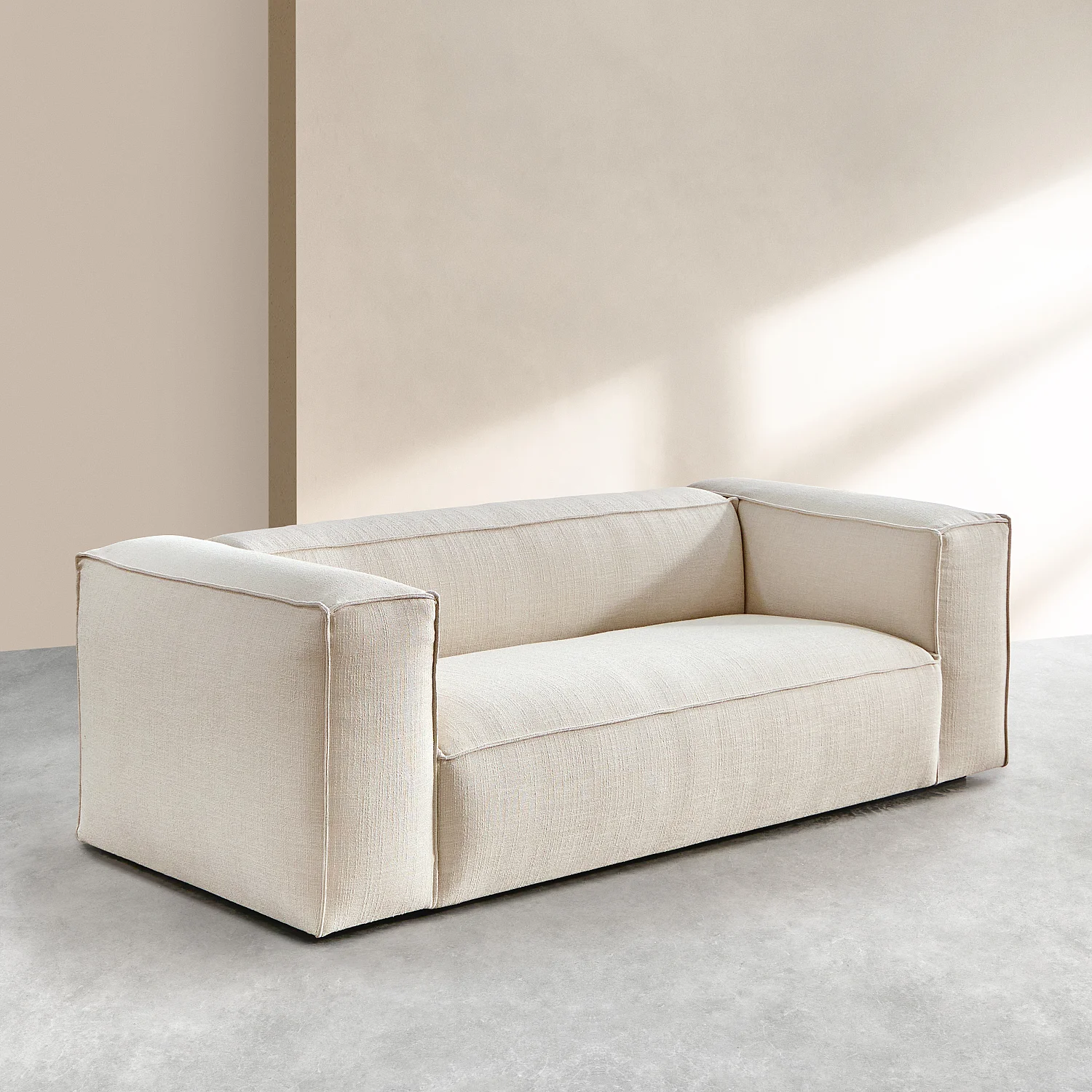 Couchgarnitur 3-Sitzer und 4-Sitzer aus kurzem Bouclé-Stoff Mira - Elfenbein - 8