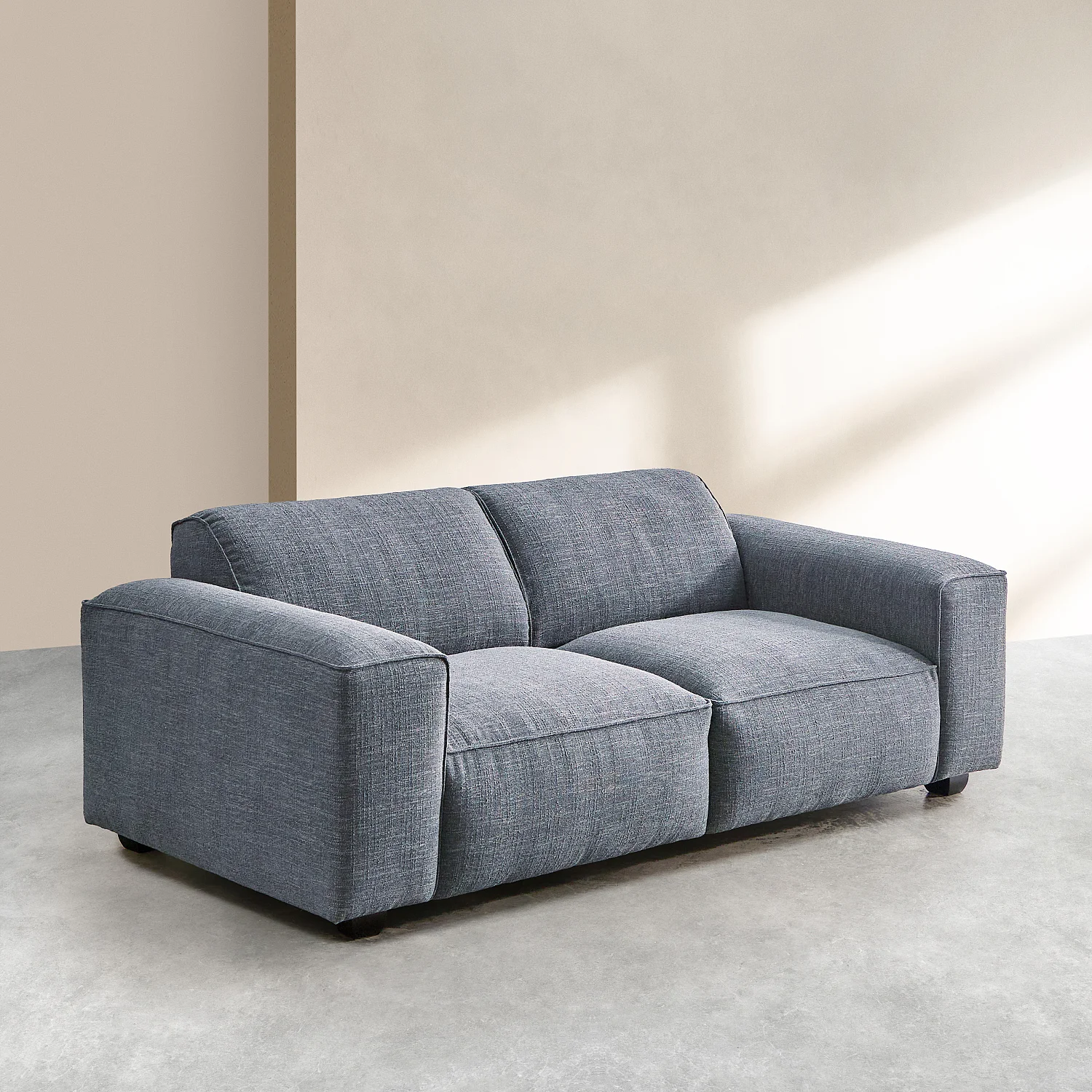 Set van 3- en 4-zitsbank van korte bouclé stof Mira - Denimblauw - 8