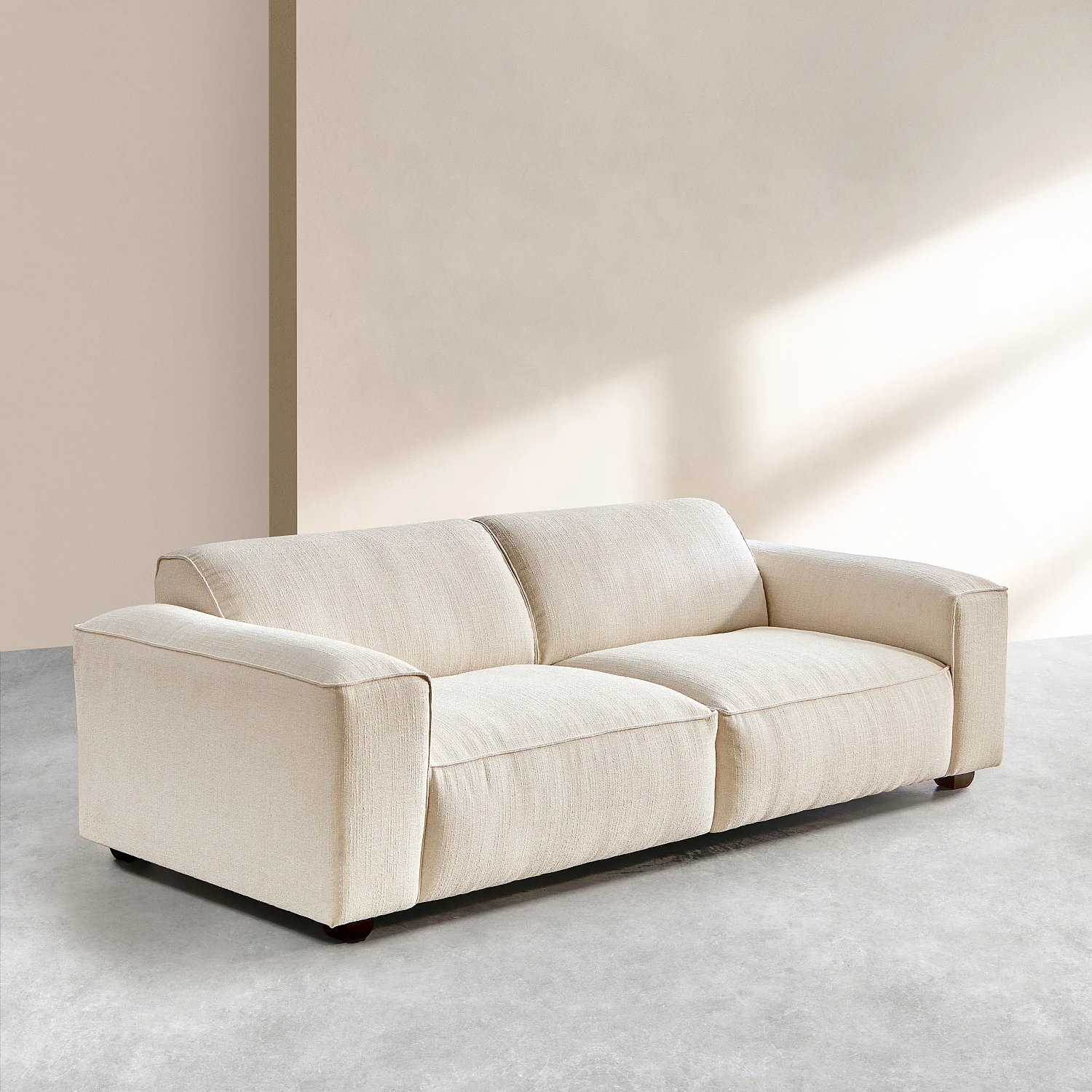 Set van 3- en 4-zitsbank van korte bouclé stof Mira - Ivoor - 9