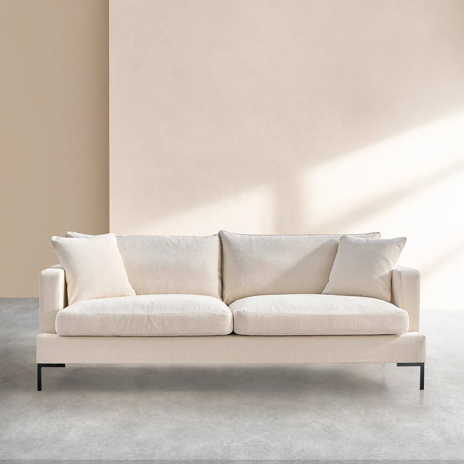 Set van 3- en 4-zitsbank van Kumal stof gevuld met veren - Ecru - 7