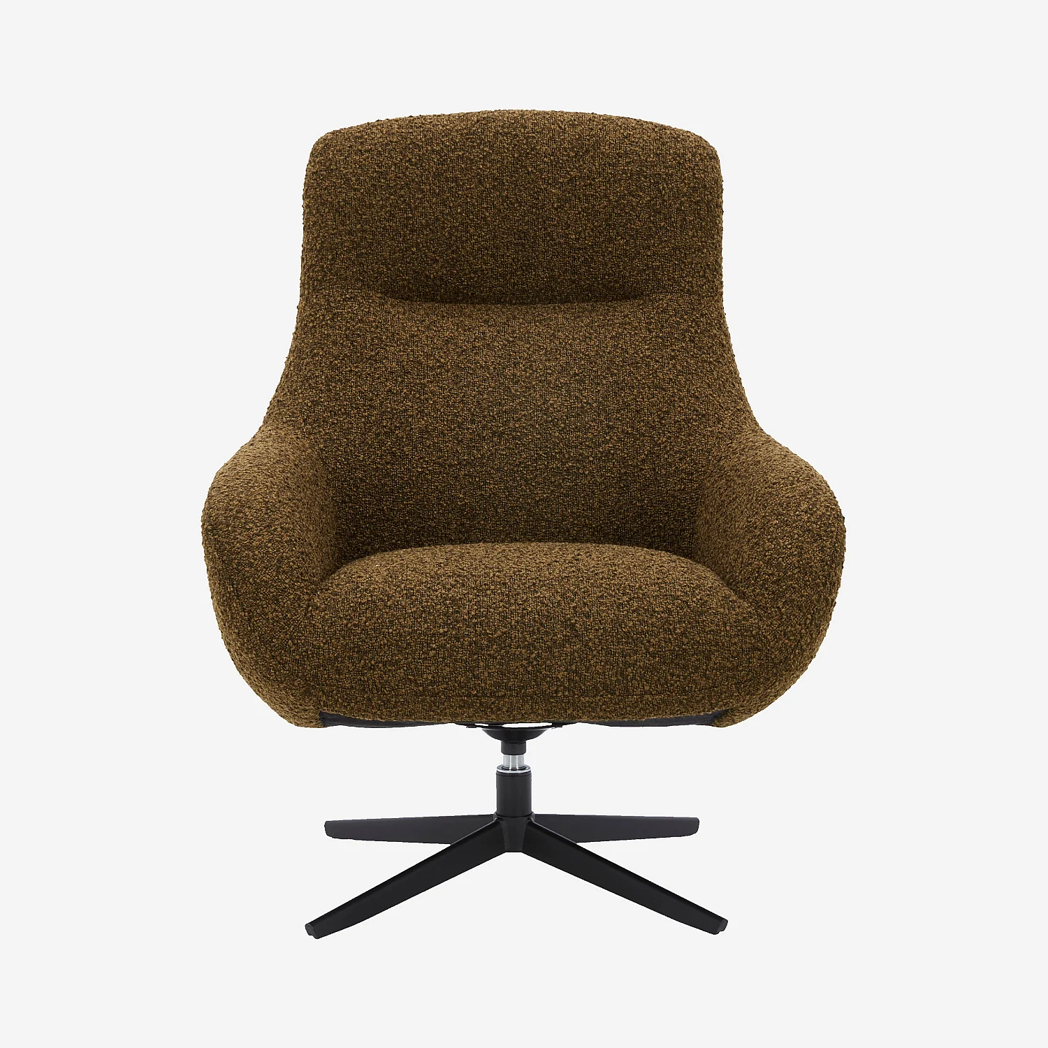 Fauteuil design pivotant en tissu bouclette et métal noir - Marron chocolat - 2