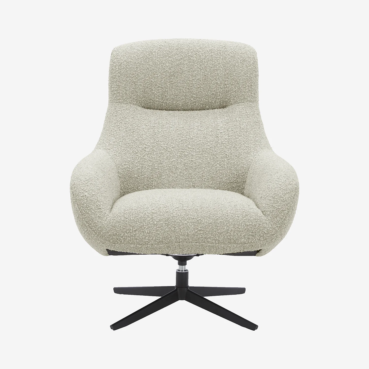 Fauteuil design pivotant en tissu bouclette et métal noir - Crème - 2
