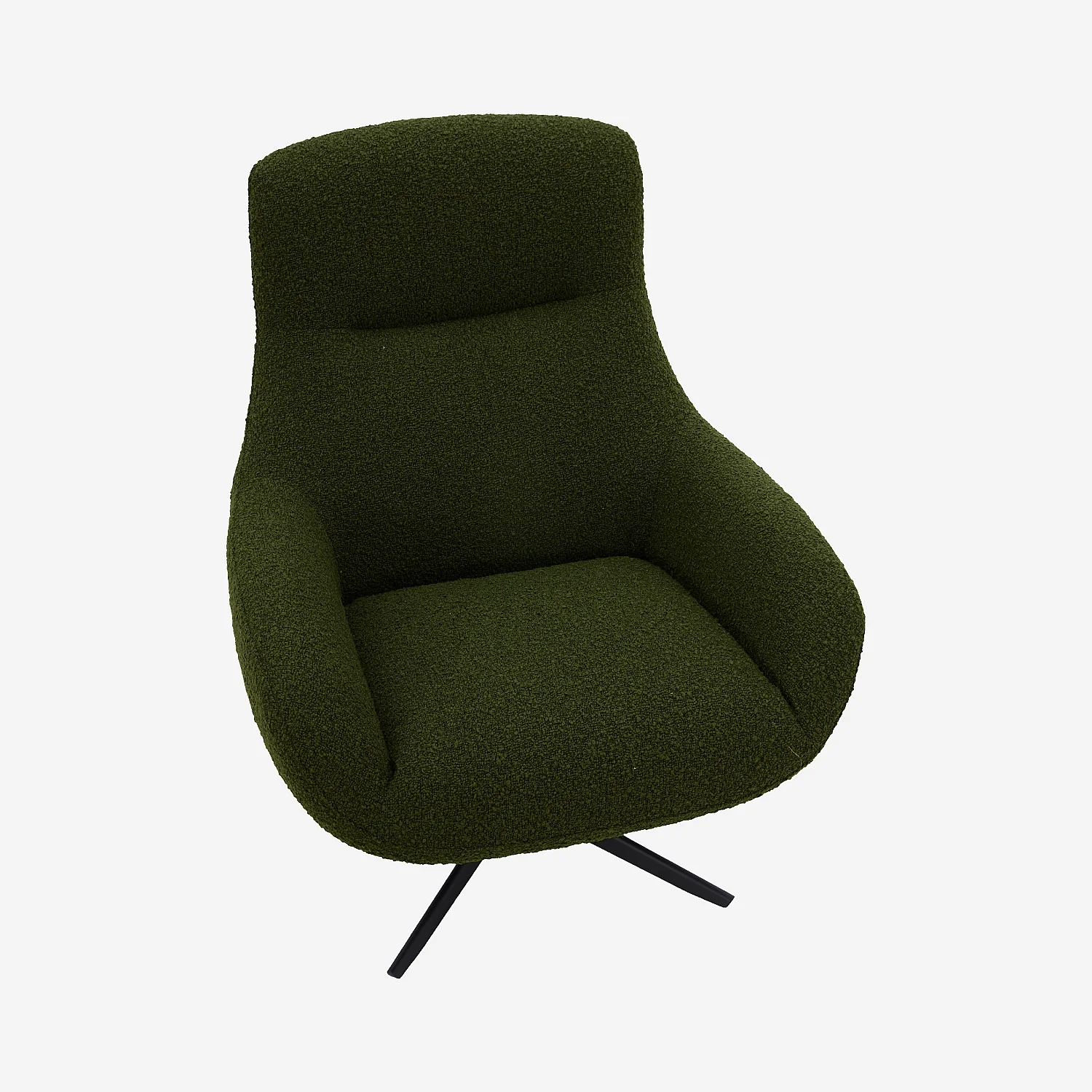 Fauteuil design pivotant en tissu bouclette et métal noir - Vert sapin - 5