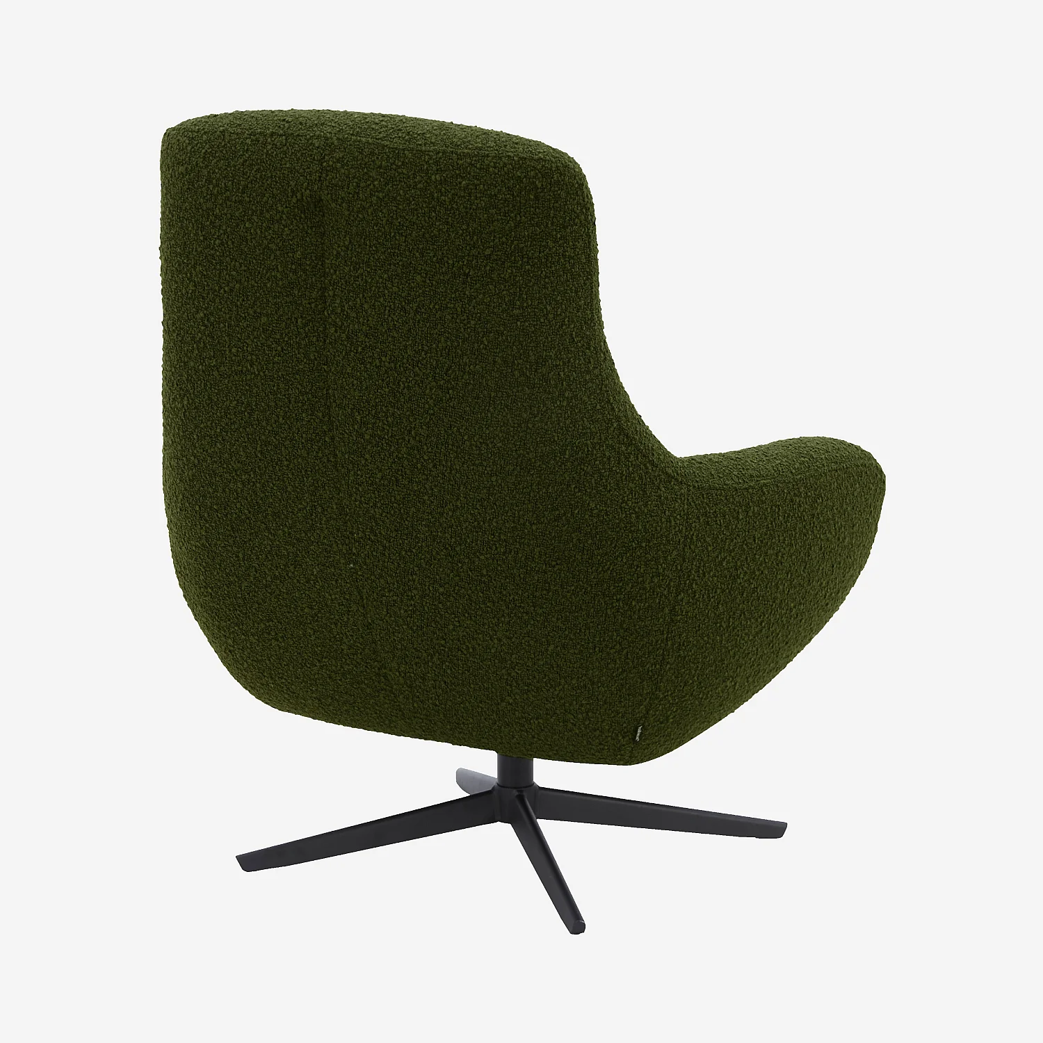 Fauteuil design pivotant en tissu bouclette et métal noir - Vert sapin - 4