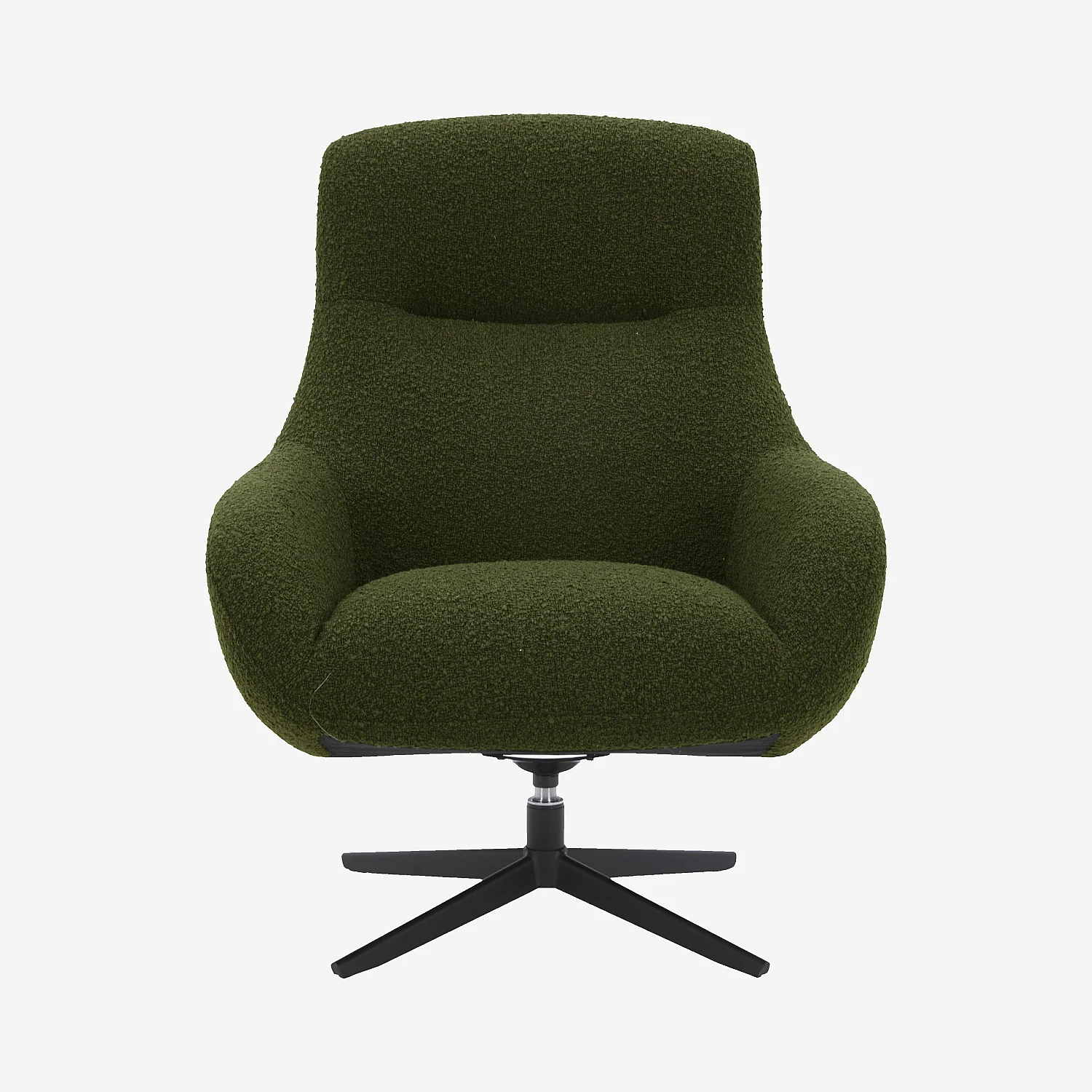 Fauteuil design pivotant en tissu bouclette et métal noir - Vert sapin - 2