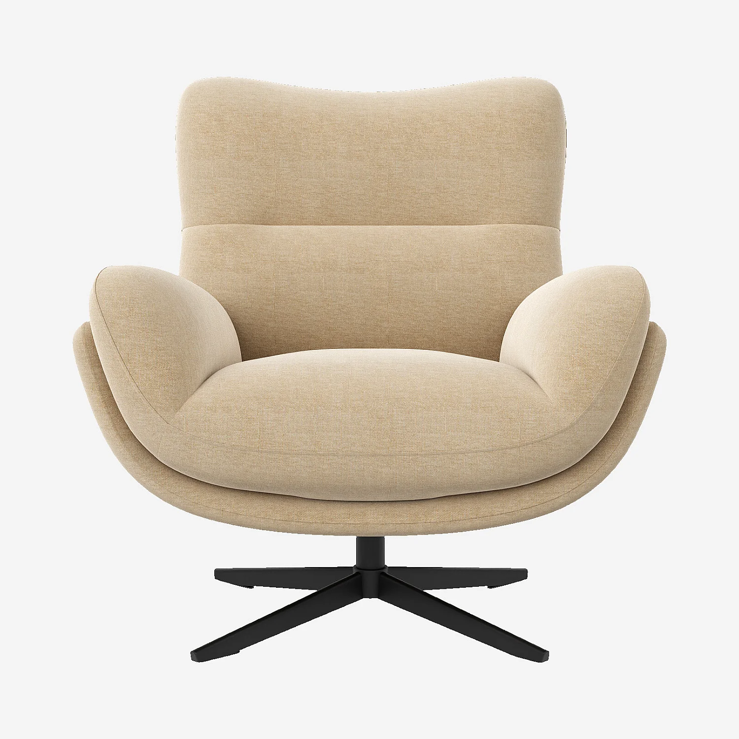Fauteuil pivotant en tissu et métal noir - Beige - 3