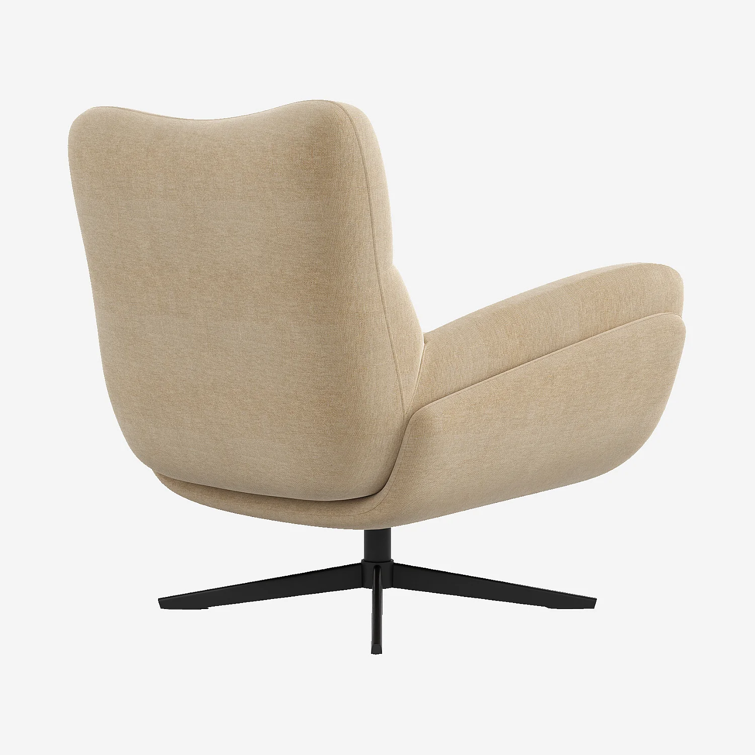 Fauteuil pivotant en tissu et métal noir - Beige - 5