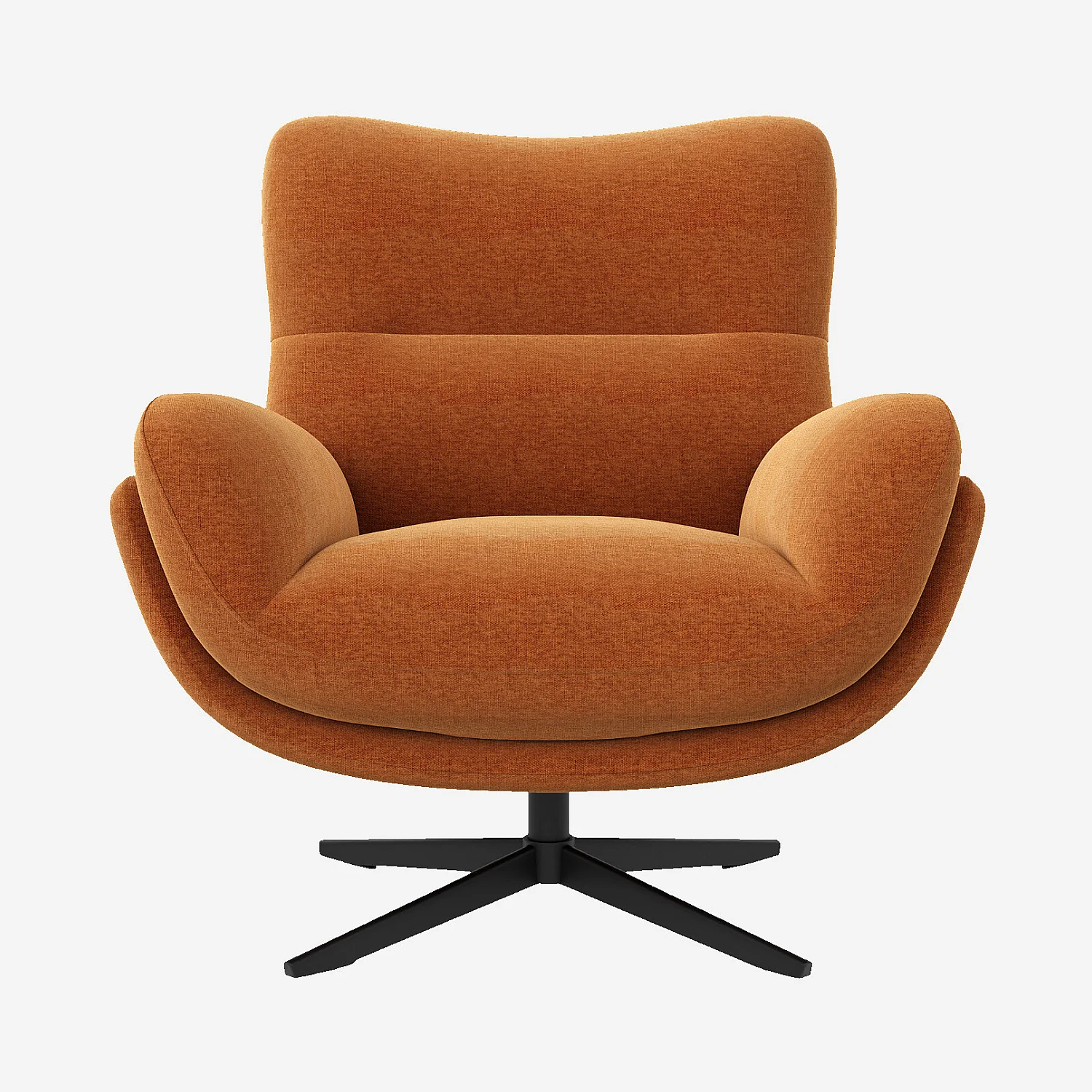 Fauteuil pivotant en tissu et métal noir - Terracotta - 2