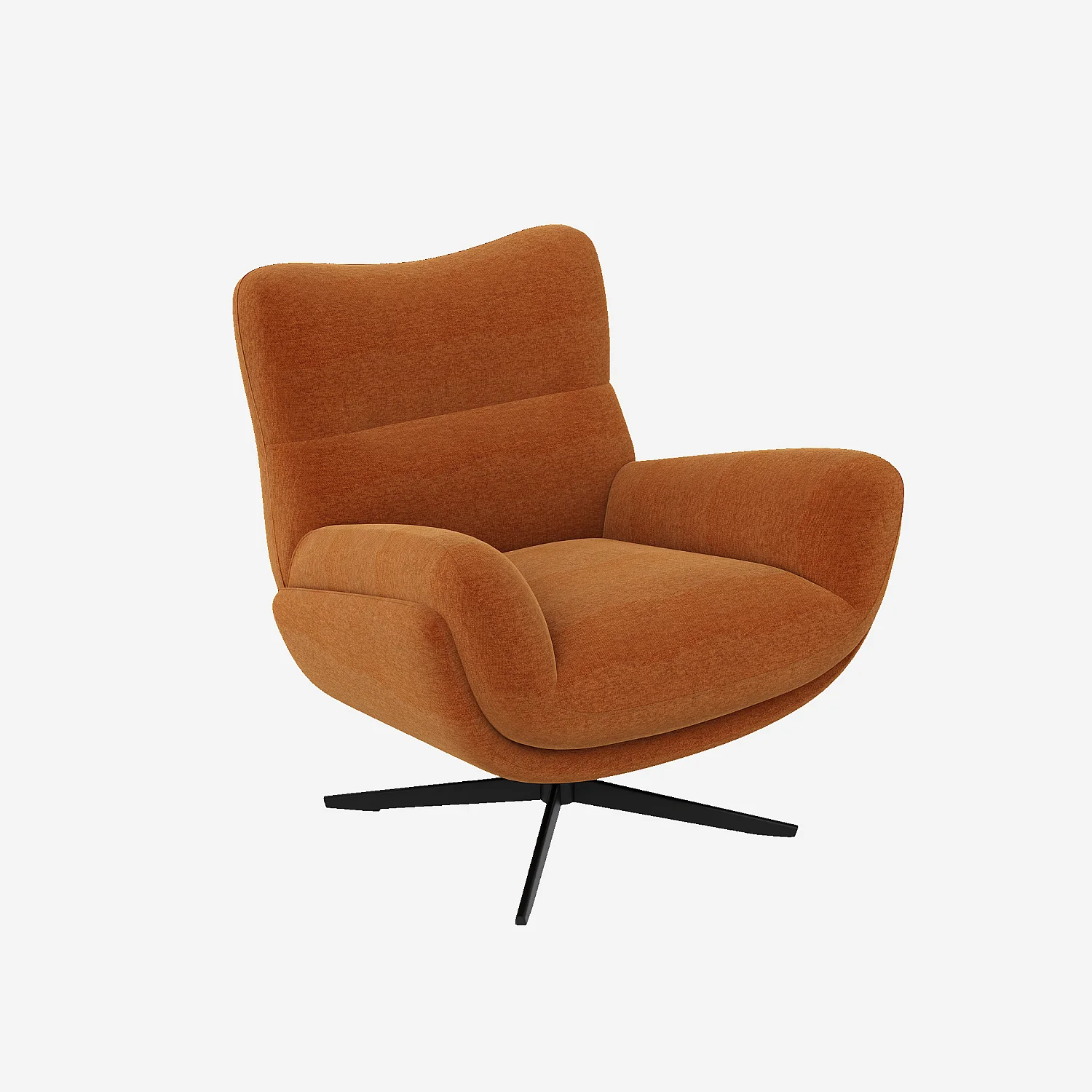 Fauteuil pivotant en tissu et métal noir - Terracotta - 1