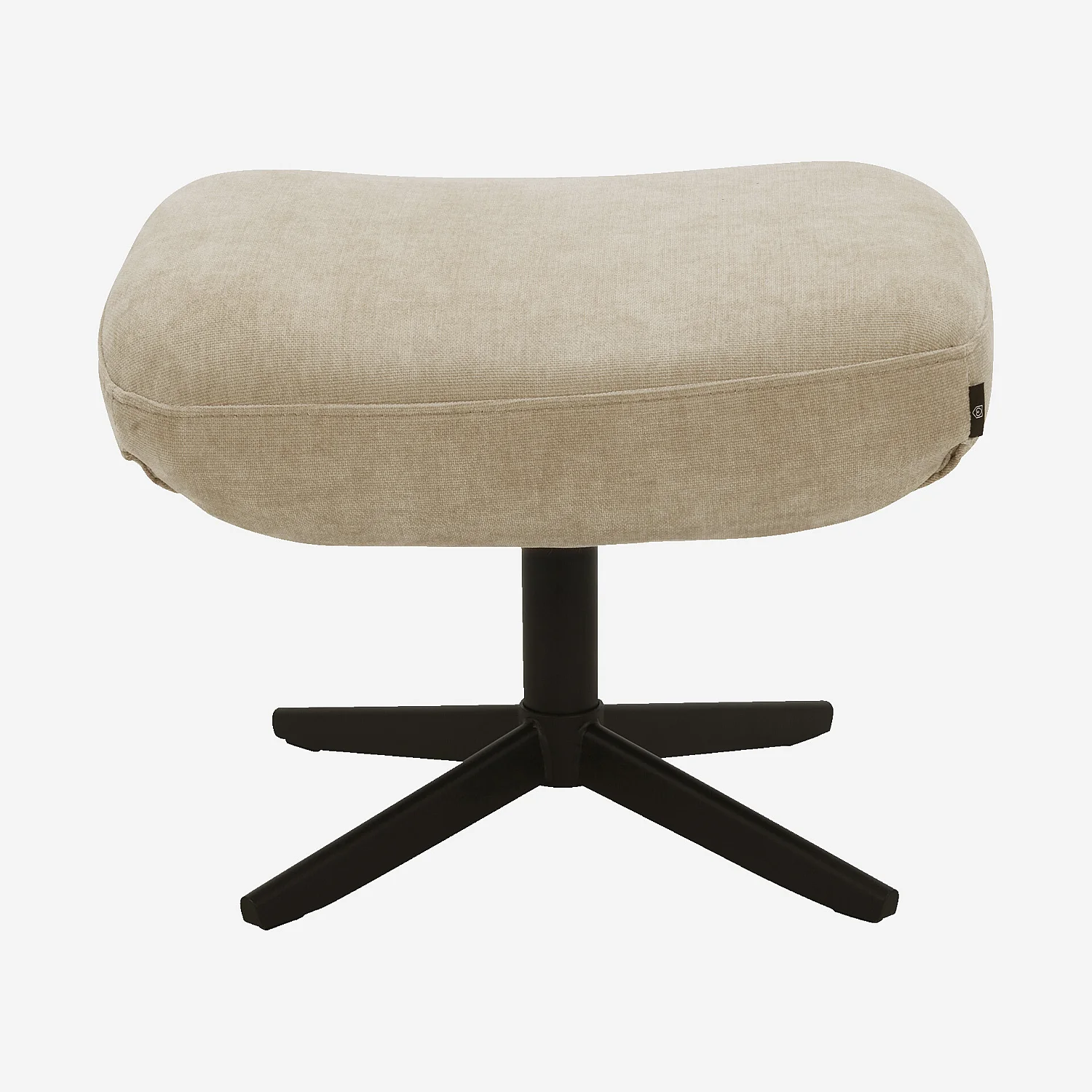 Fauteuil pivotant avec repose-pieds en tissu et métal noir - Beige - 8