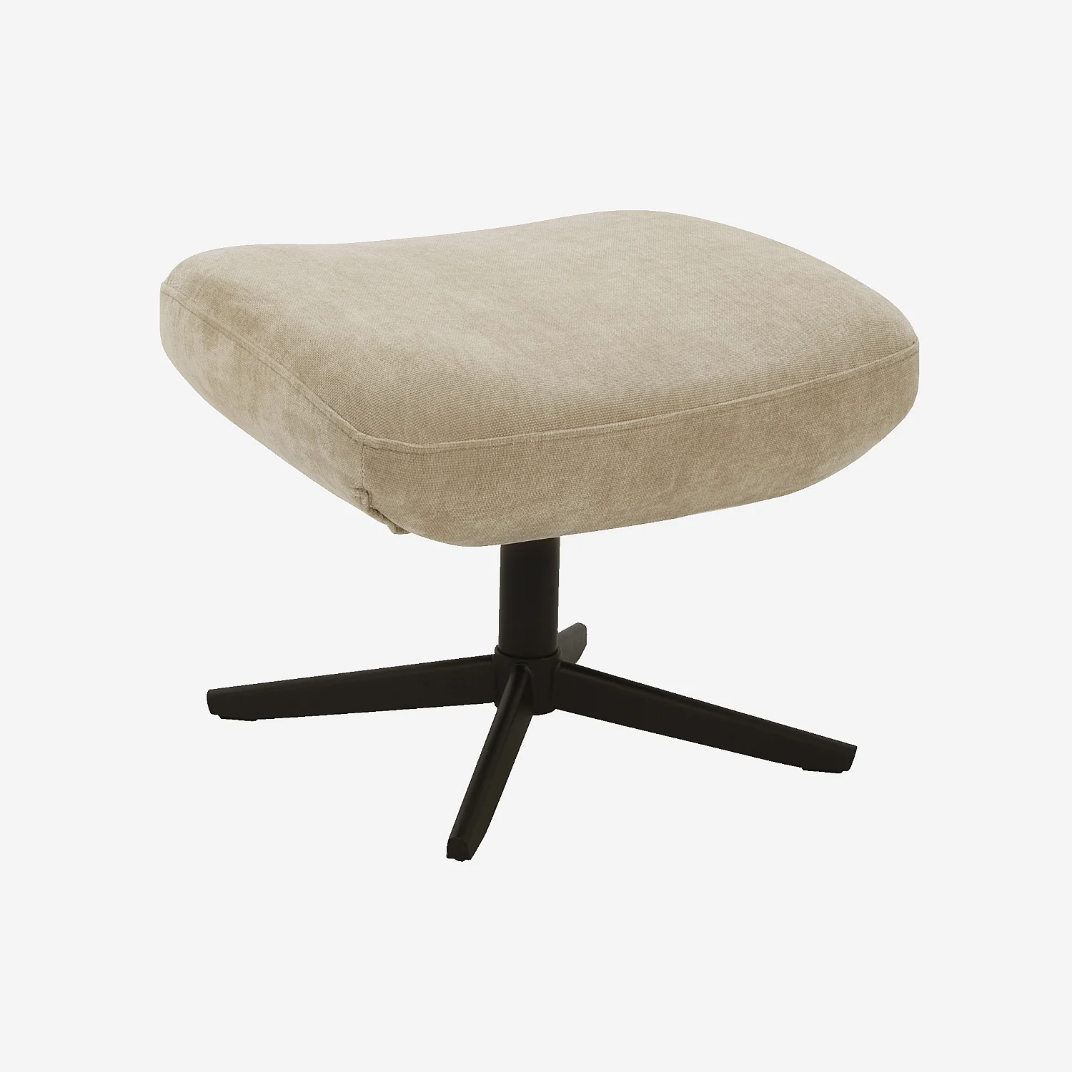 Fauteuil pivotant avec repose-pieds en tissu et métal noir - Beige - 5