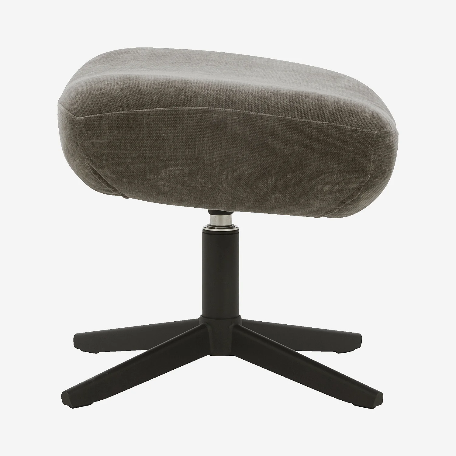 Fauteuil pivotant avec repose-pieds en tissu et métal noir - Taupe - 7