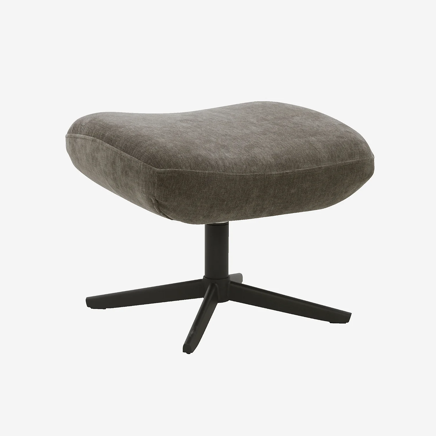 Fauteuil pivotant avec repose-pieds en tissu et métal noir - Taupe - 5