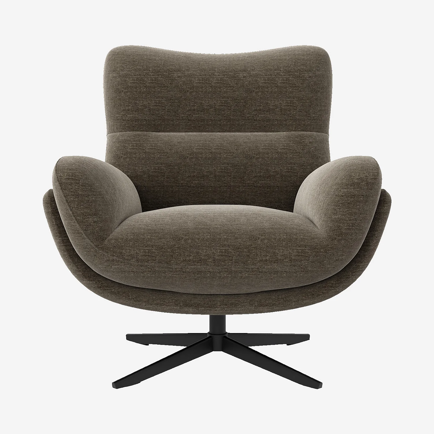 Fauteuil pivotant en tissu et métal noir - Taupe - 2