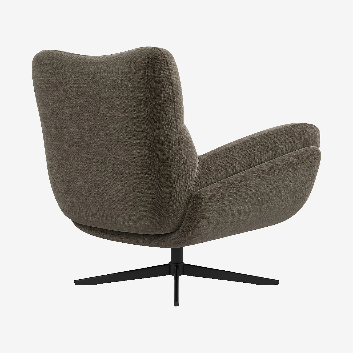 Fauteuil pivotant en tissu et métal noir - Taupe - 4