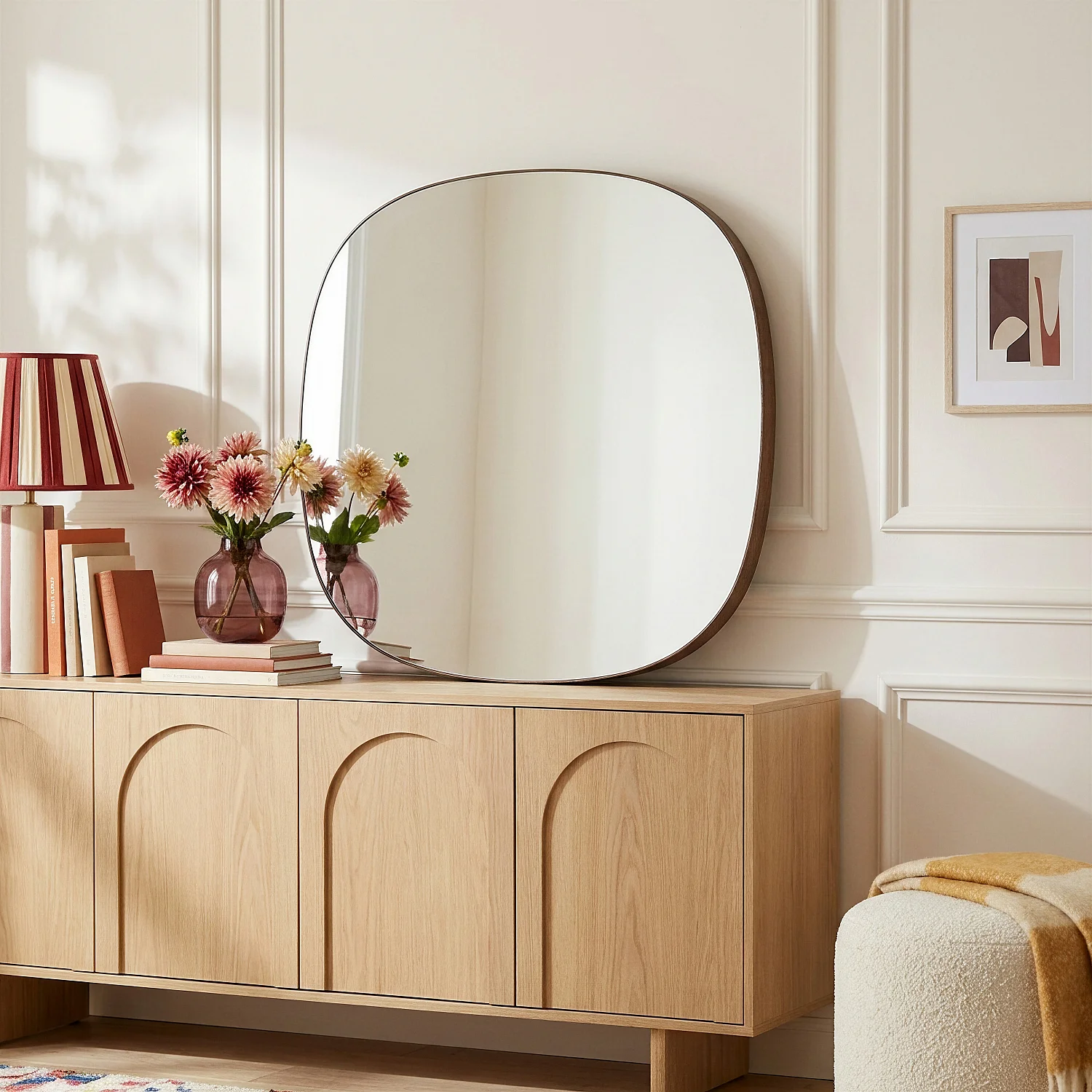 Miroir carré en chêne - 100 cm - Naturel foncé - 1
