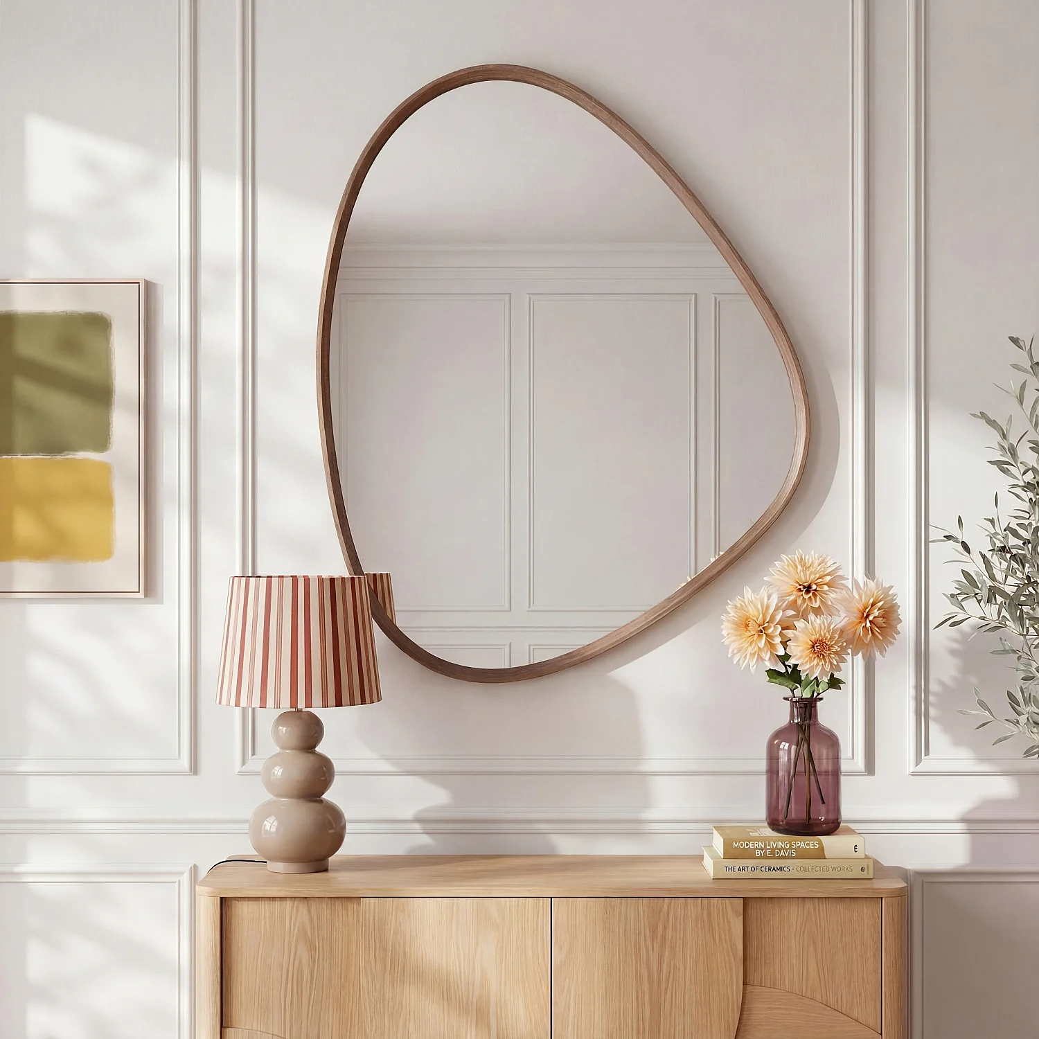Miroir asymétrique en chêne - 80 x 100 cm - Naturel foncé - 1