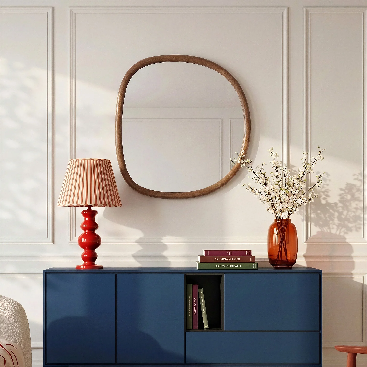 Miroir organique en chêne - 75 x 80 cm - Naturel foncé - 1