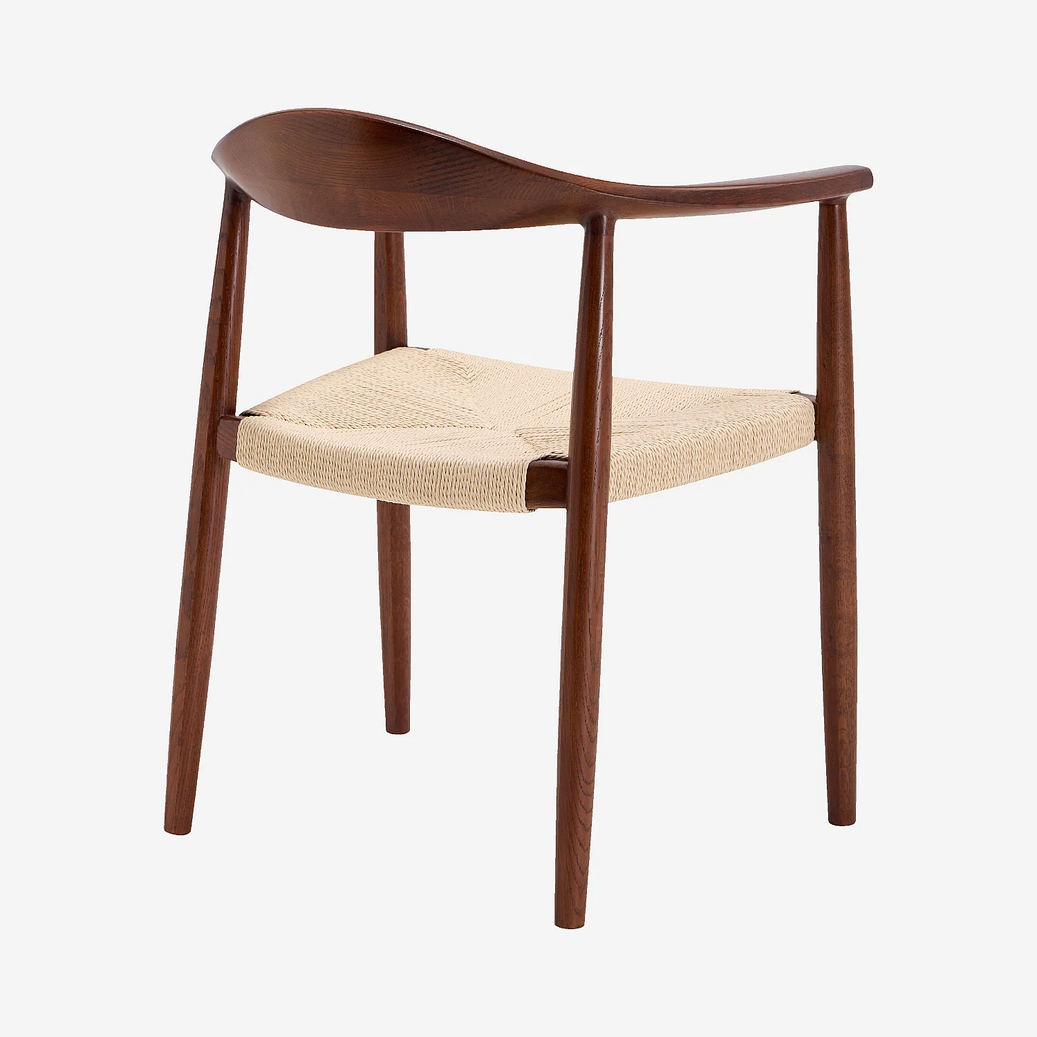 Chaise en corde tressée et noyer massif avec accoudoirs - Naturel - 5