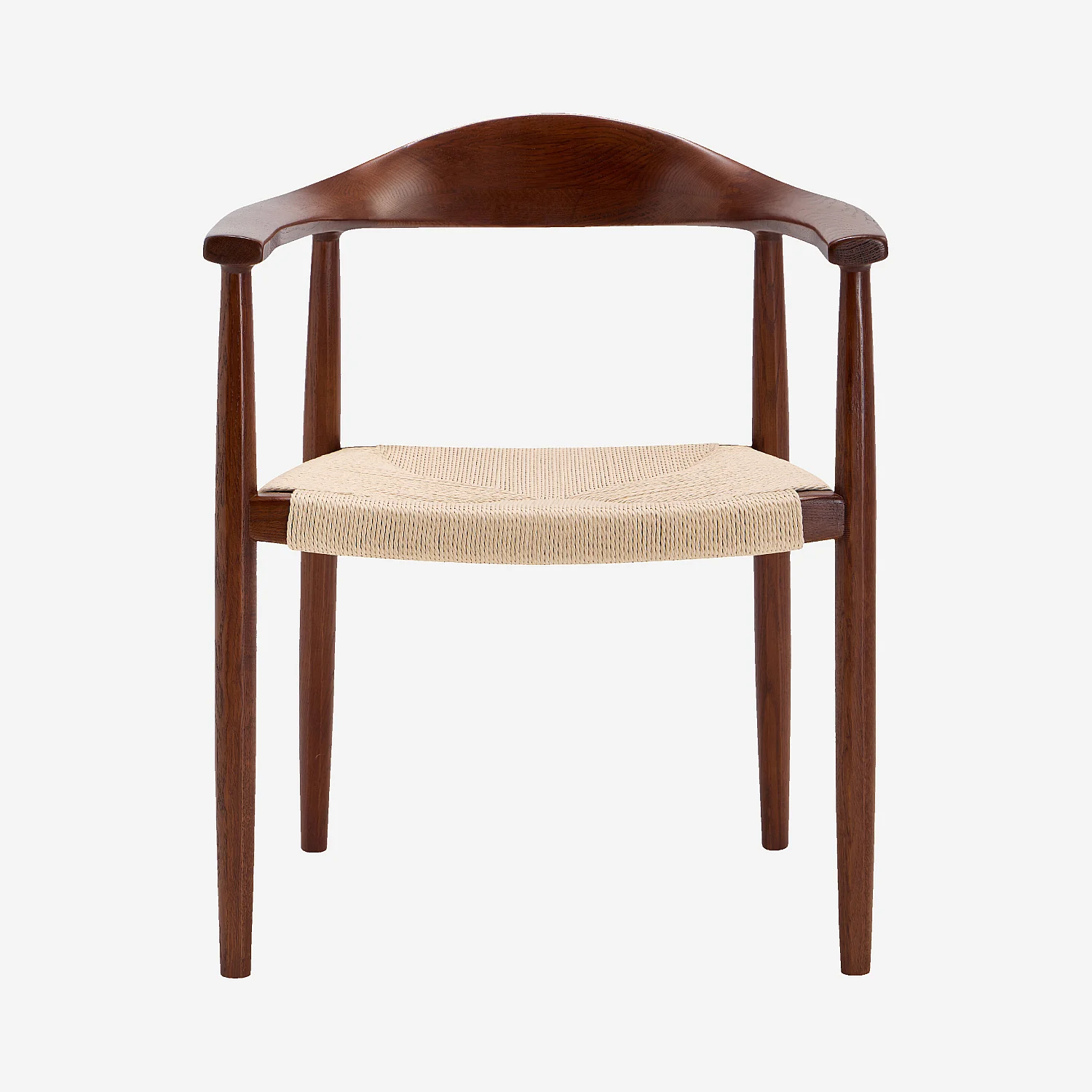 Chaise en corde tressée et noyer massif avec accoudoirs - Naturel - 3