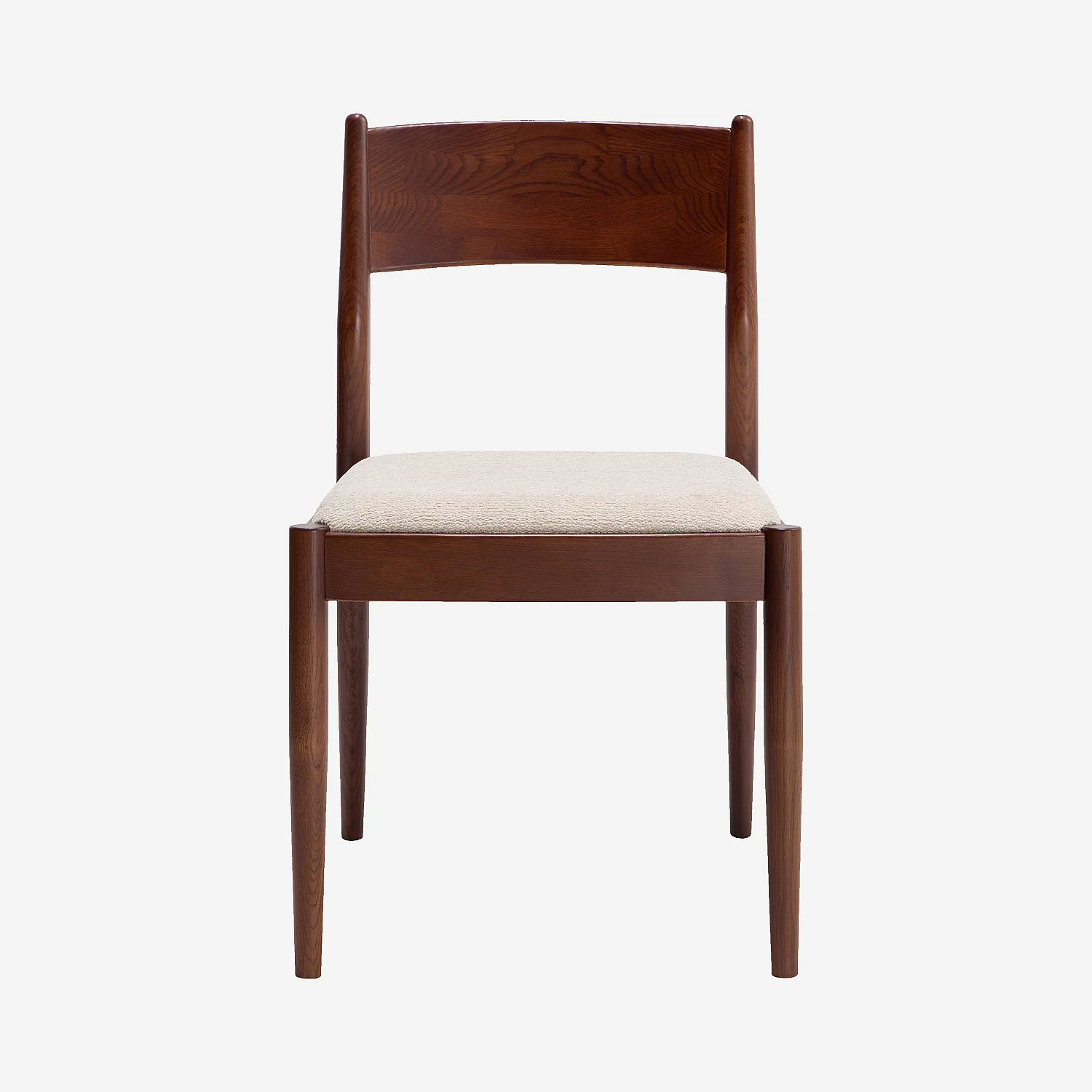 Lot de 2 chaises en tissu texturé et noyer massif - Crème - 3