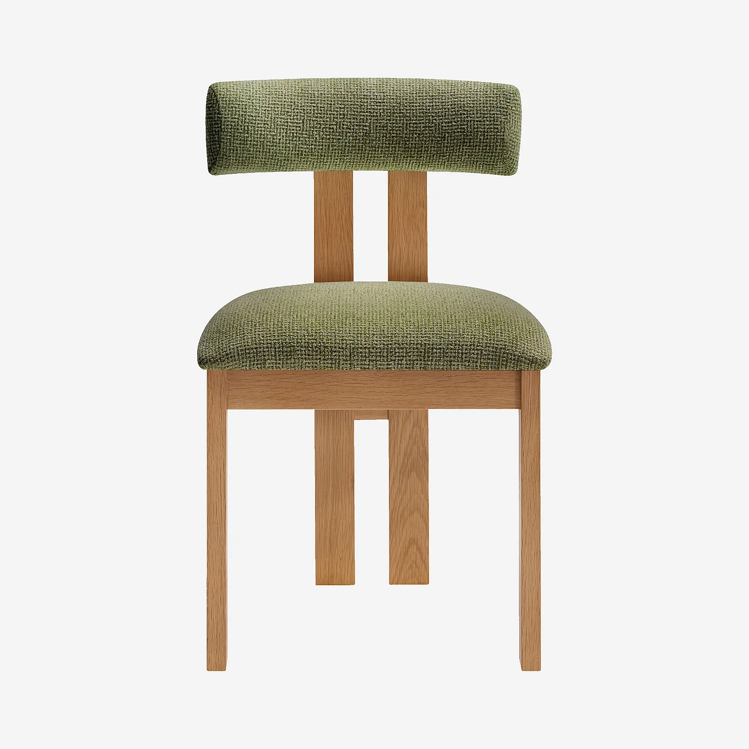 Lot de 2 chaises en tissu texturé et chêne massif - Vert kaki mélangé - 3