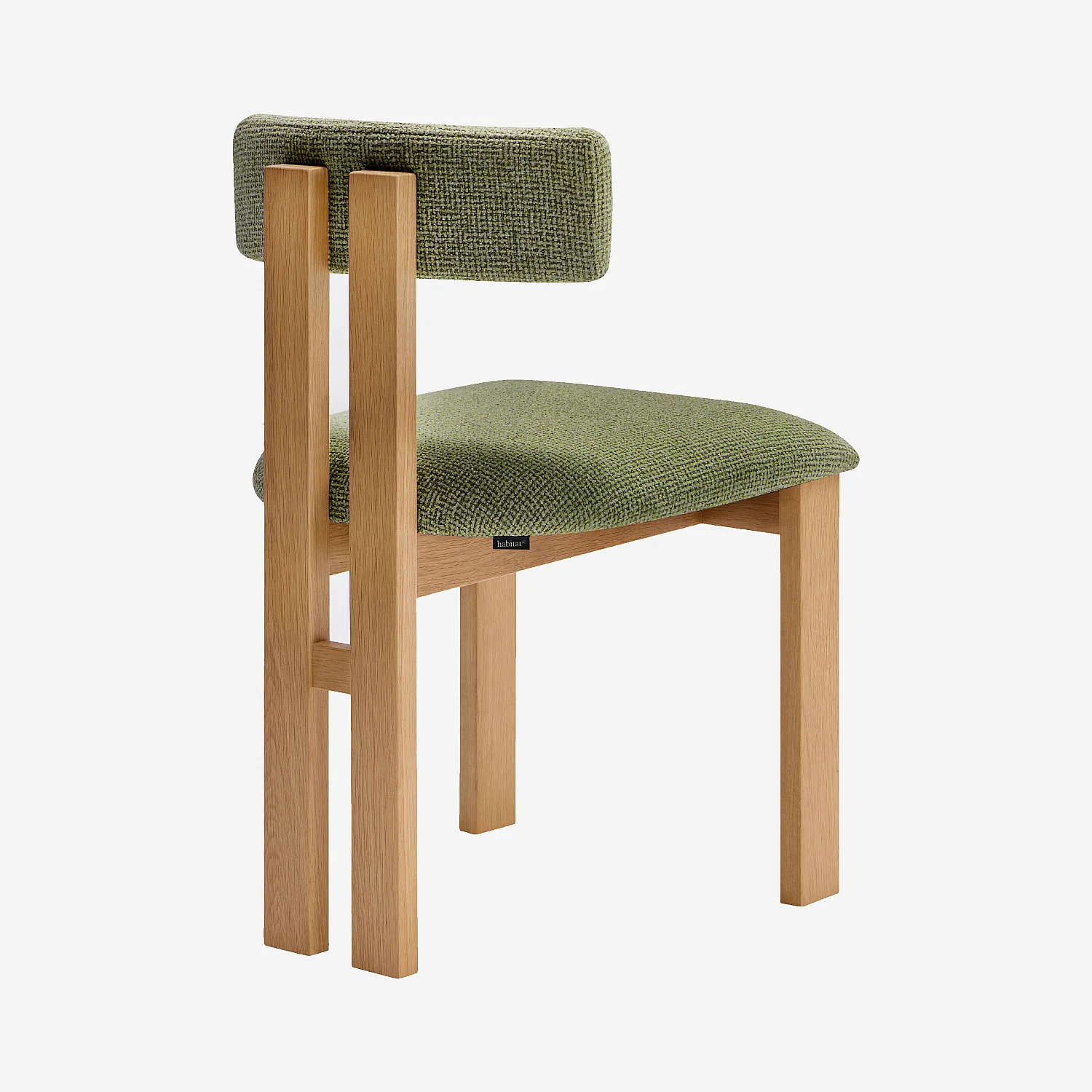 Lot de 2 chaises en tissu texturé et chêne massif - Vert kaki mélangé - 5