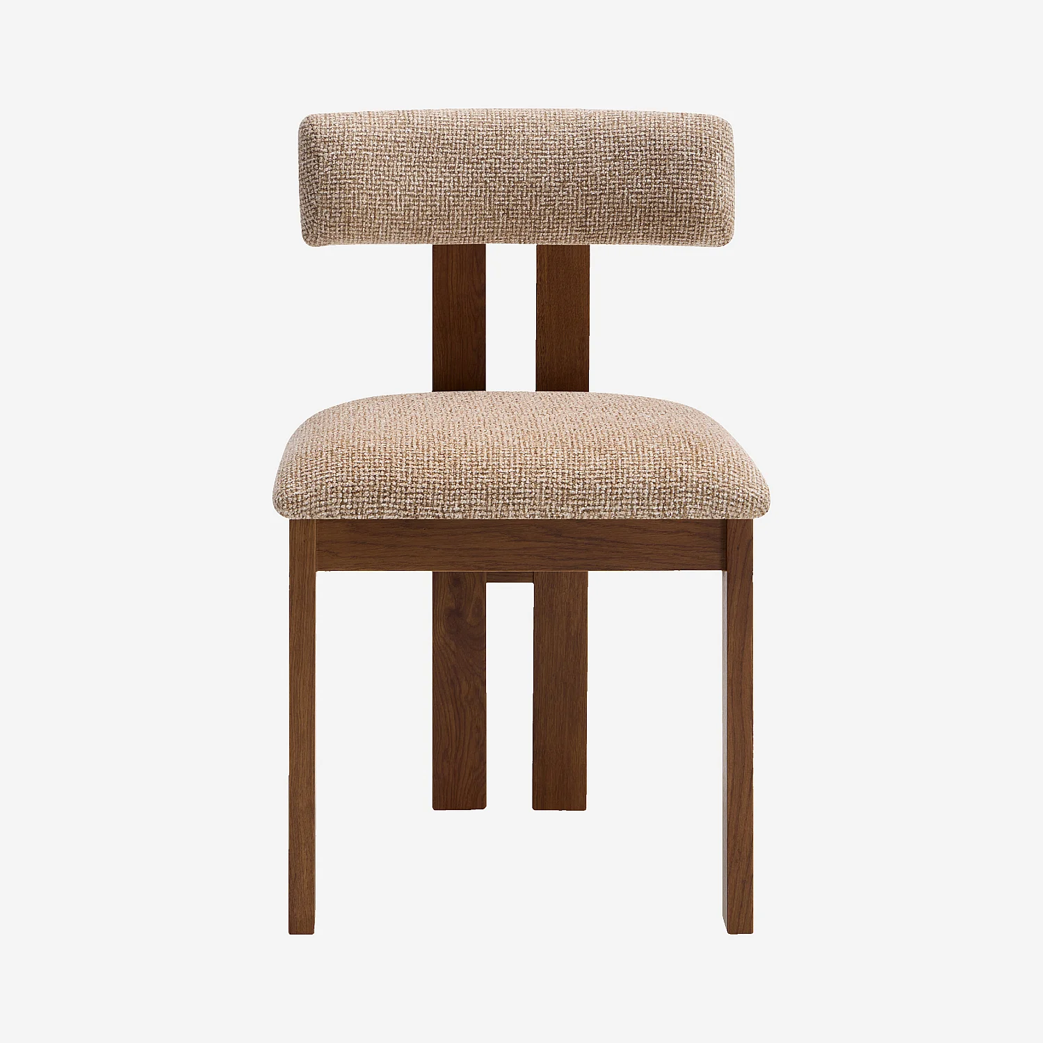 Lot de 2 chaises en tissu texturé et noyer massif - Beige sable mélangé - 3