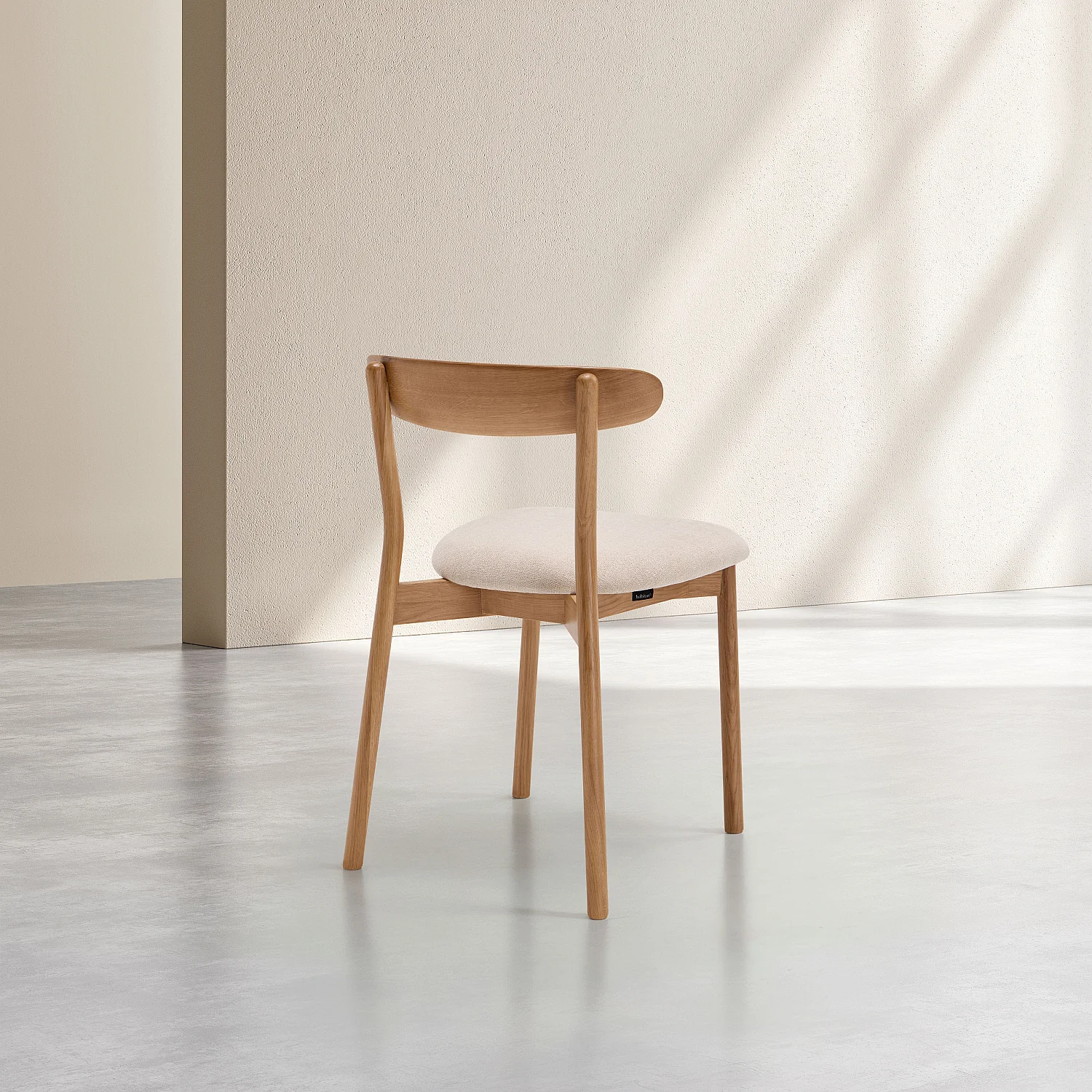 Lot de 2 chaises en tissu texturé et chêne massif - Crème - 7