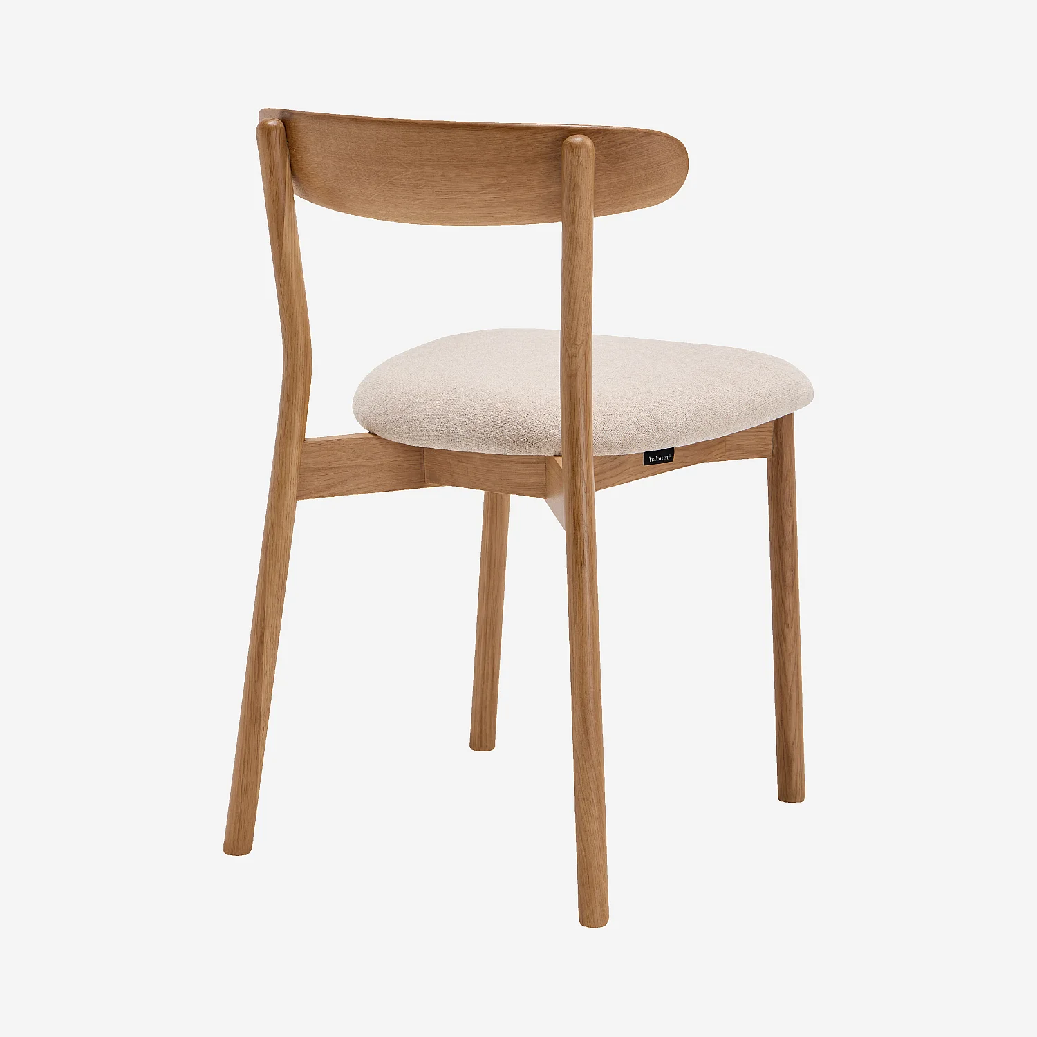 Lot de 2 chaises en tissu texturé et chêne massif - Crème - 5