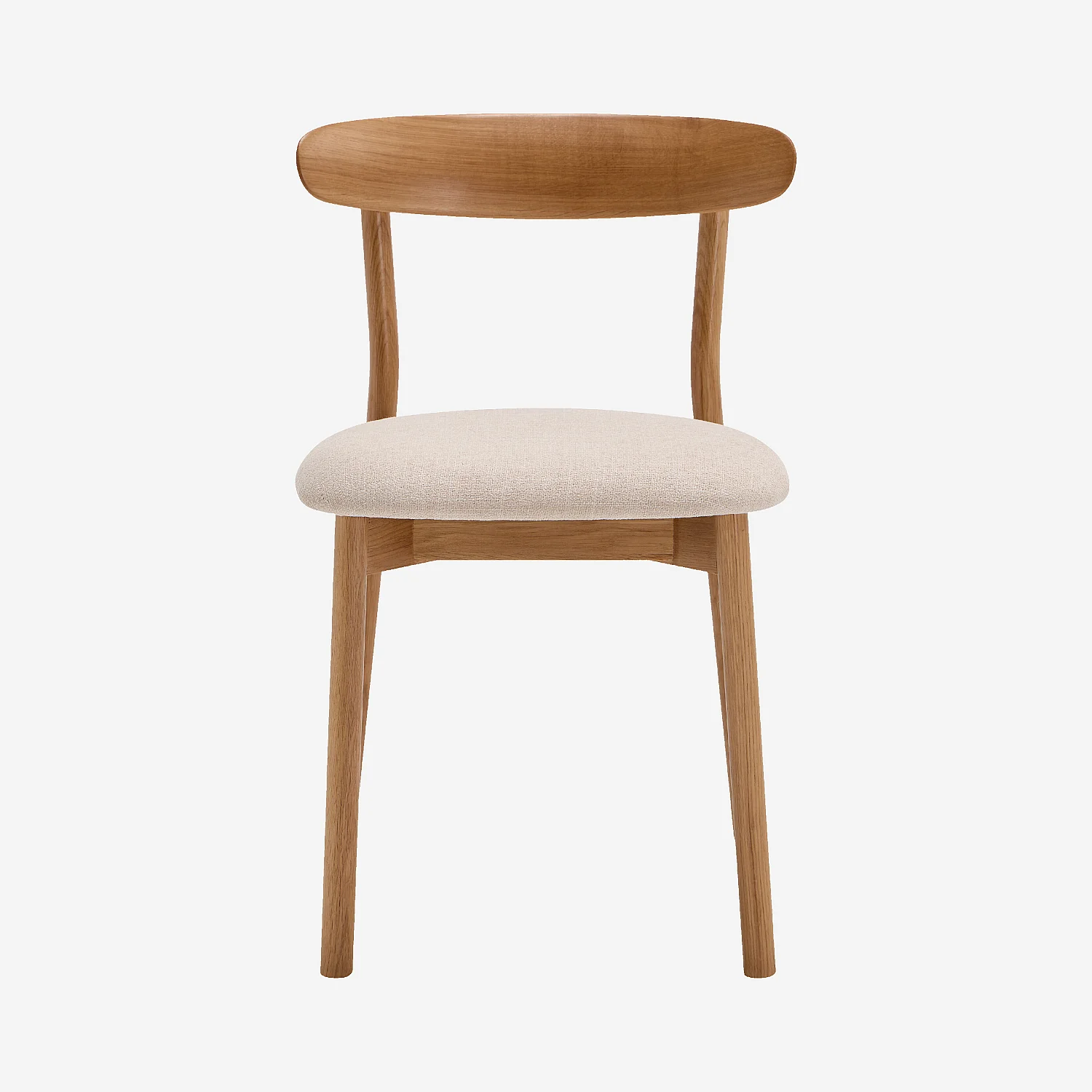Lot de 2 chaises en tissu texturé et chêne massif - Crème - 3