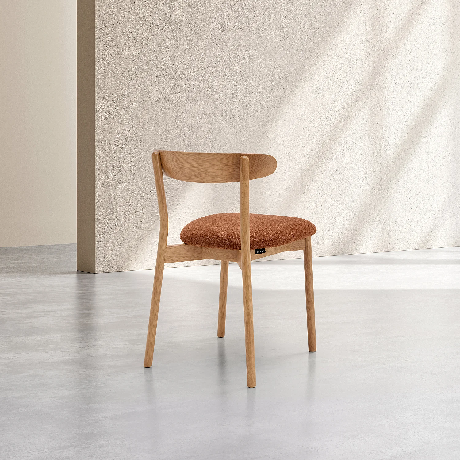 Lot de 2 chaises en tissu texturé et chêne massif - Terracotta - 5