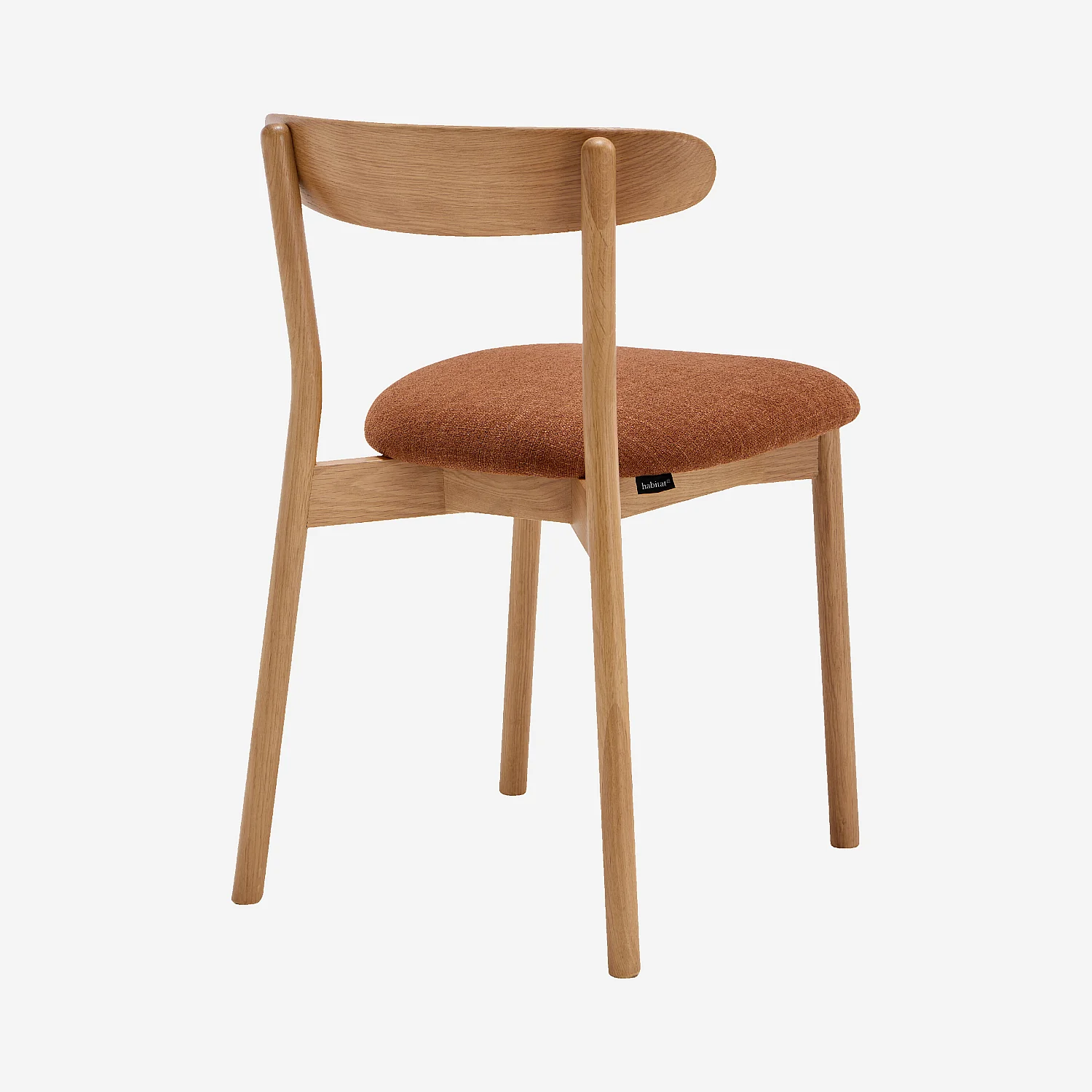 Lot de 2 chaises en tissu texturé et chêne massif - Terracotta - 5