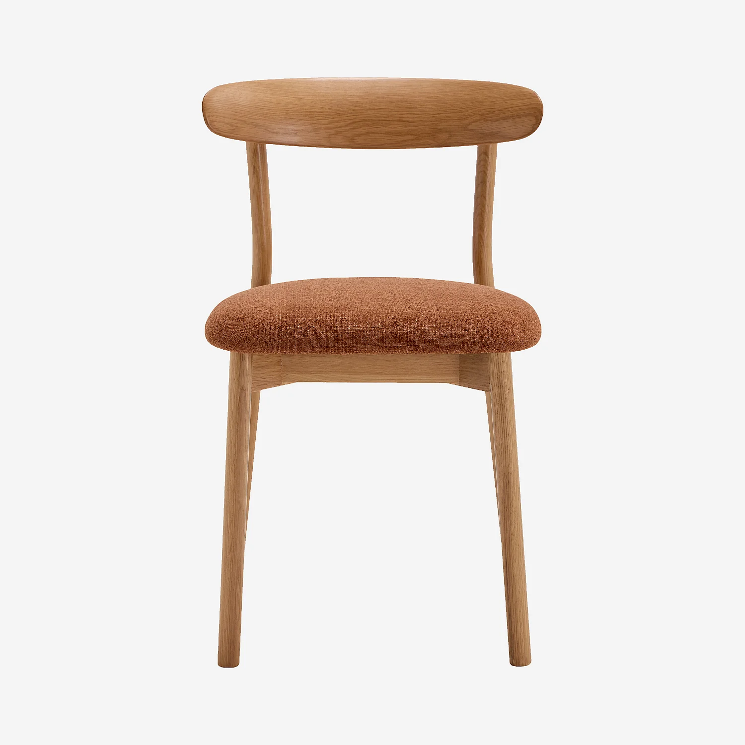 Lot de 2 chaises en tissu texturé et chêne massif - Terracotta - 3
