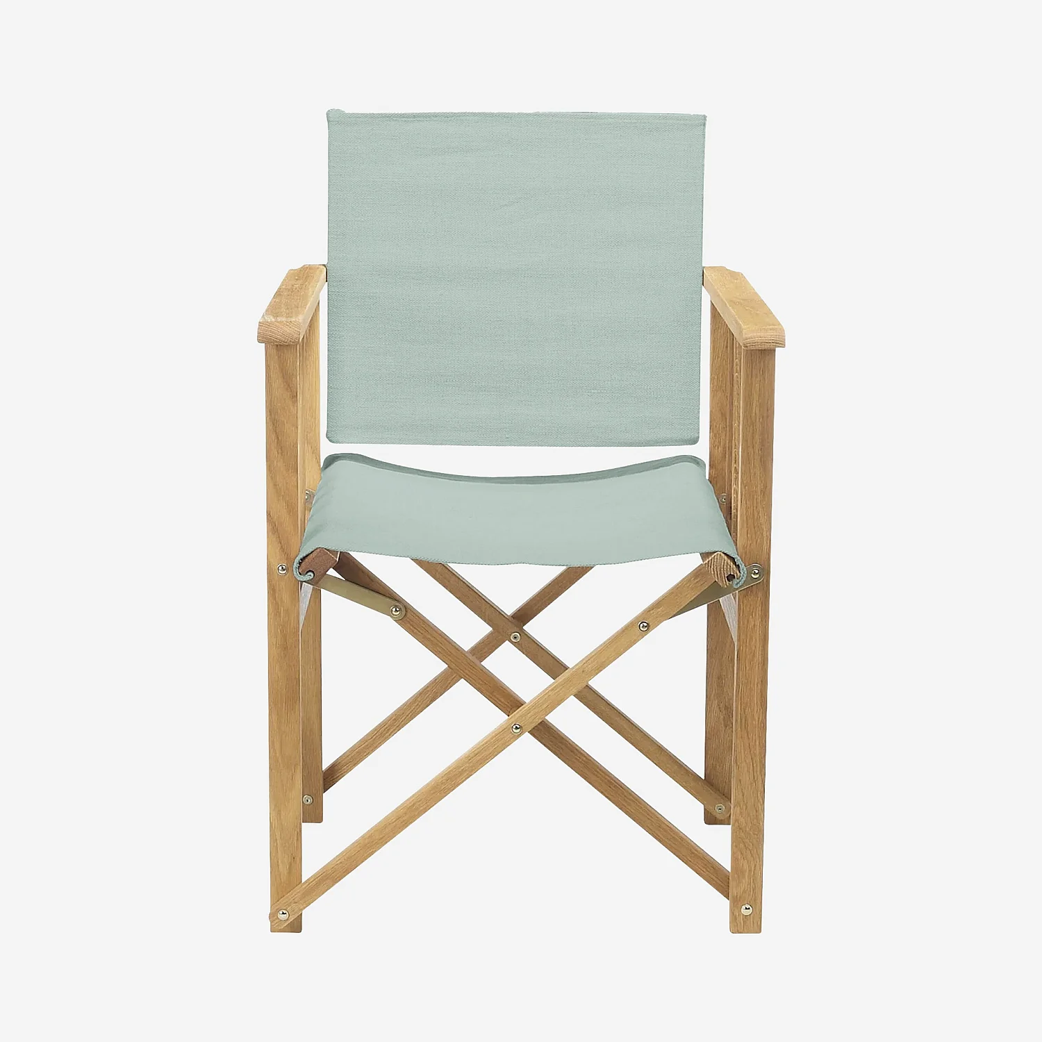 Lot de 2 chaises de jardin pliantes en chêne et toiles en coton - Vert céladon - 3
