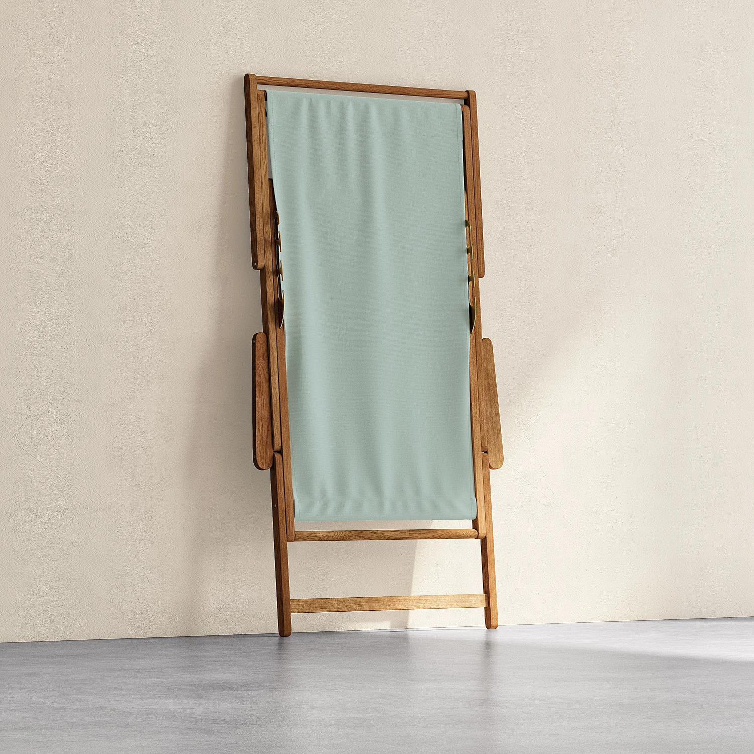 Chilienne avec accoudoirs en chêne et toile en coton - Vert céladon - 6