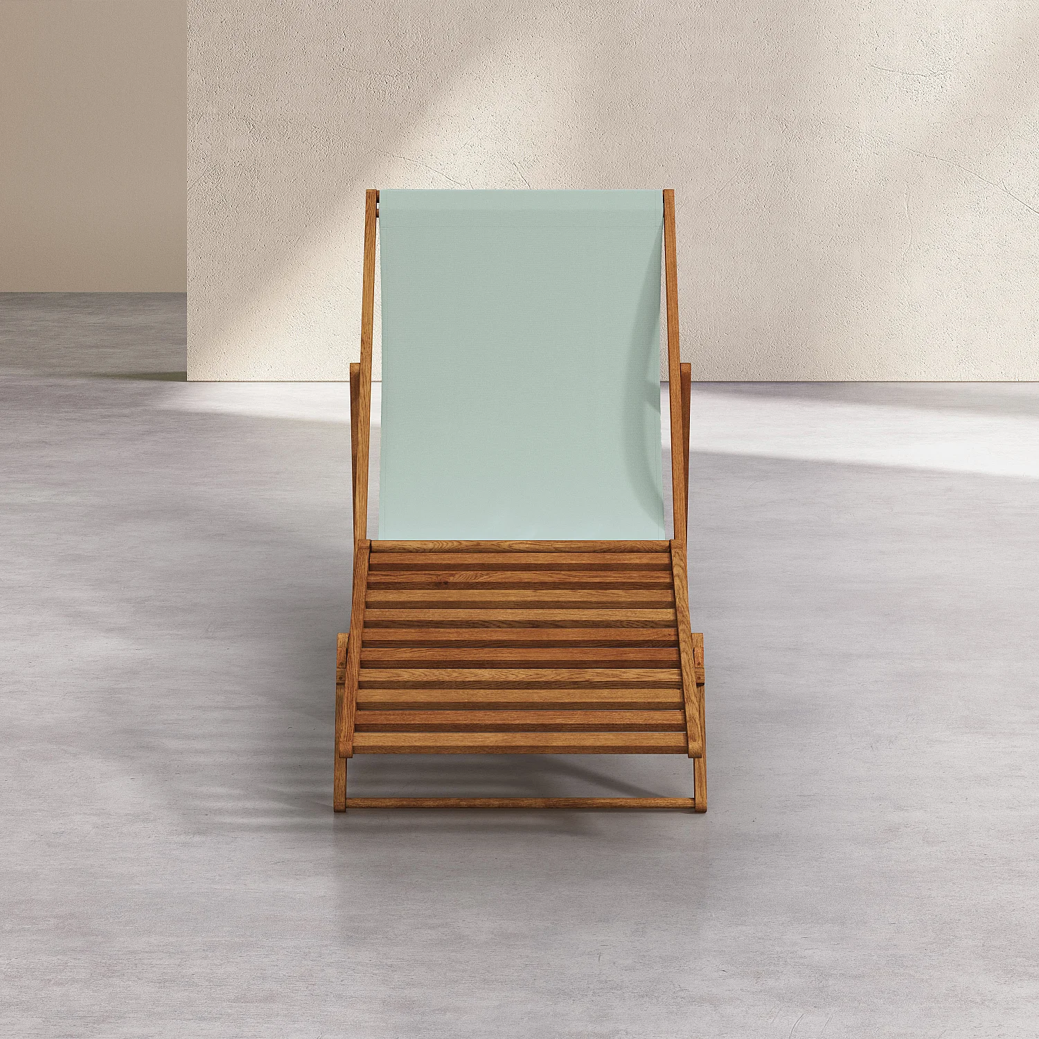 Chilienne en chêne et toile en coton avec repose-pieds - Vert céladon - 3