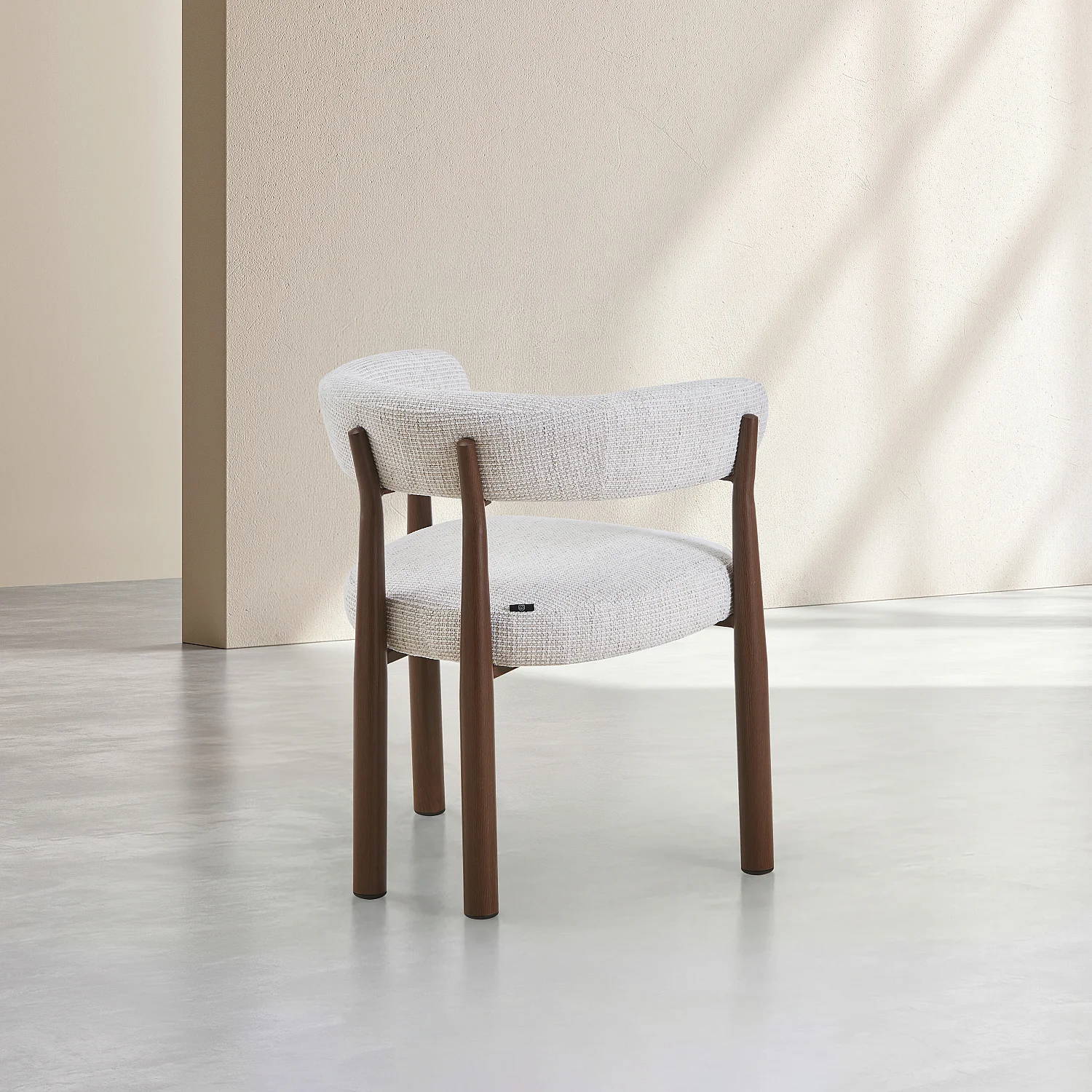 Lot de 2 chaises en tissu et métal finition noyer avec accoudoirs - Blanc cassé - 4