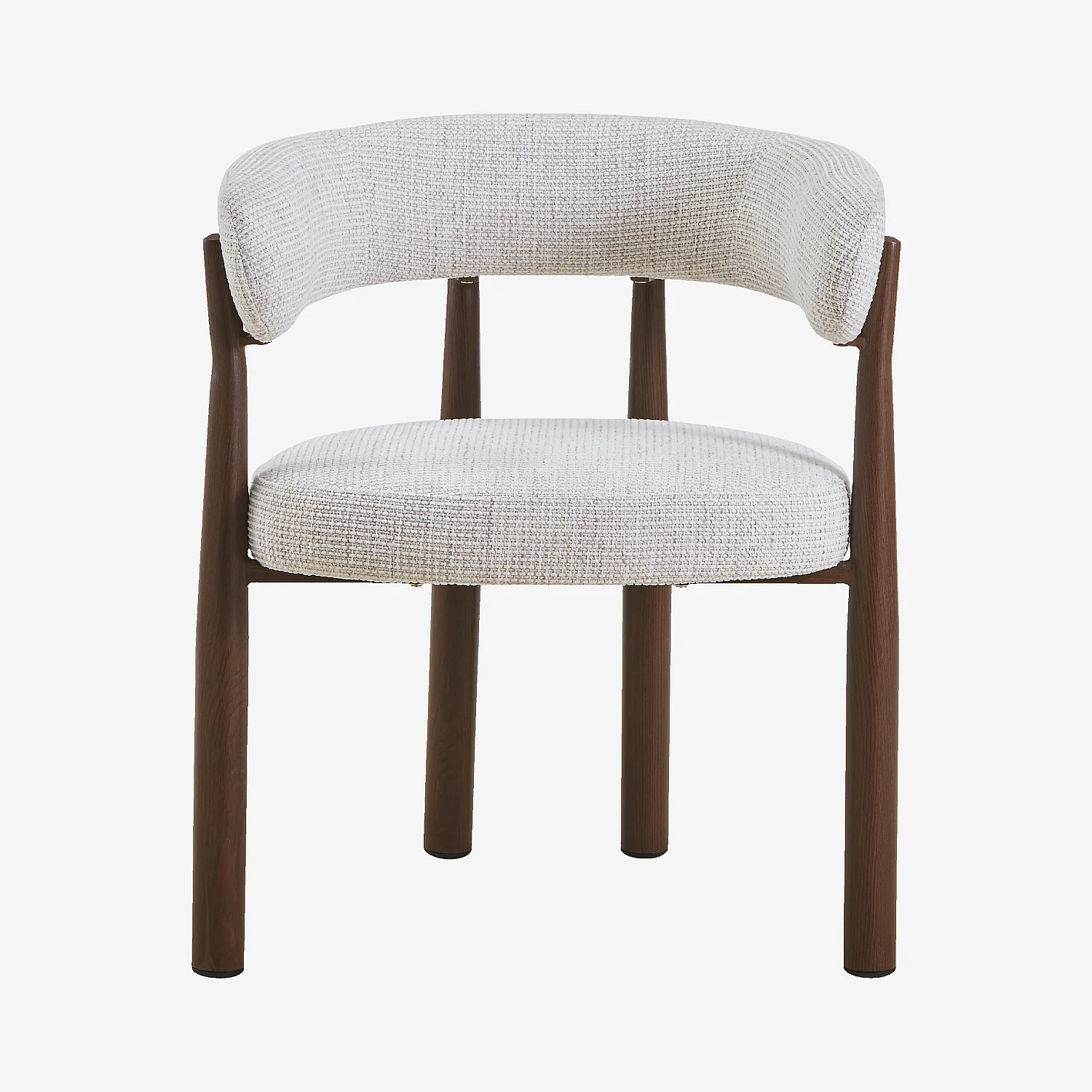 Lot de 2 chaises en tissu et métal finition noyer avec accoudoirs - Blanc cassé - 2